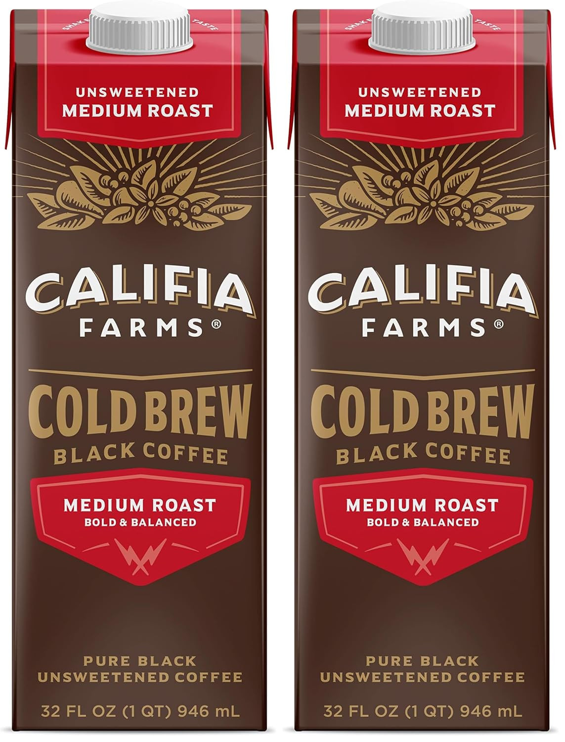 Califia Farms -Unsweetened Cold Brew Coffee | 32 Oz | Dairy Free | Gluten Free |