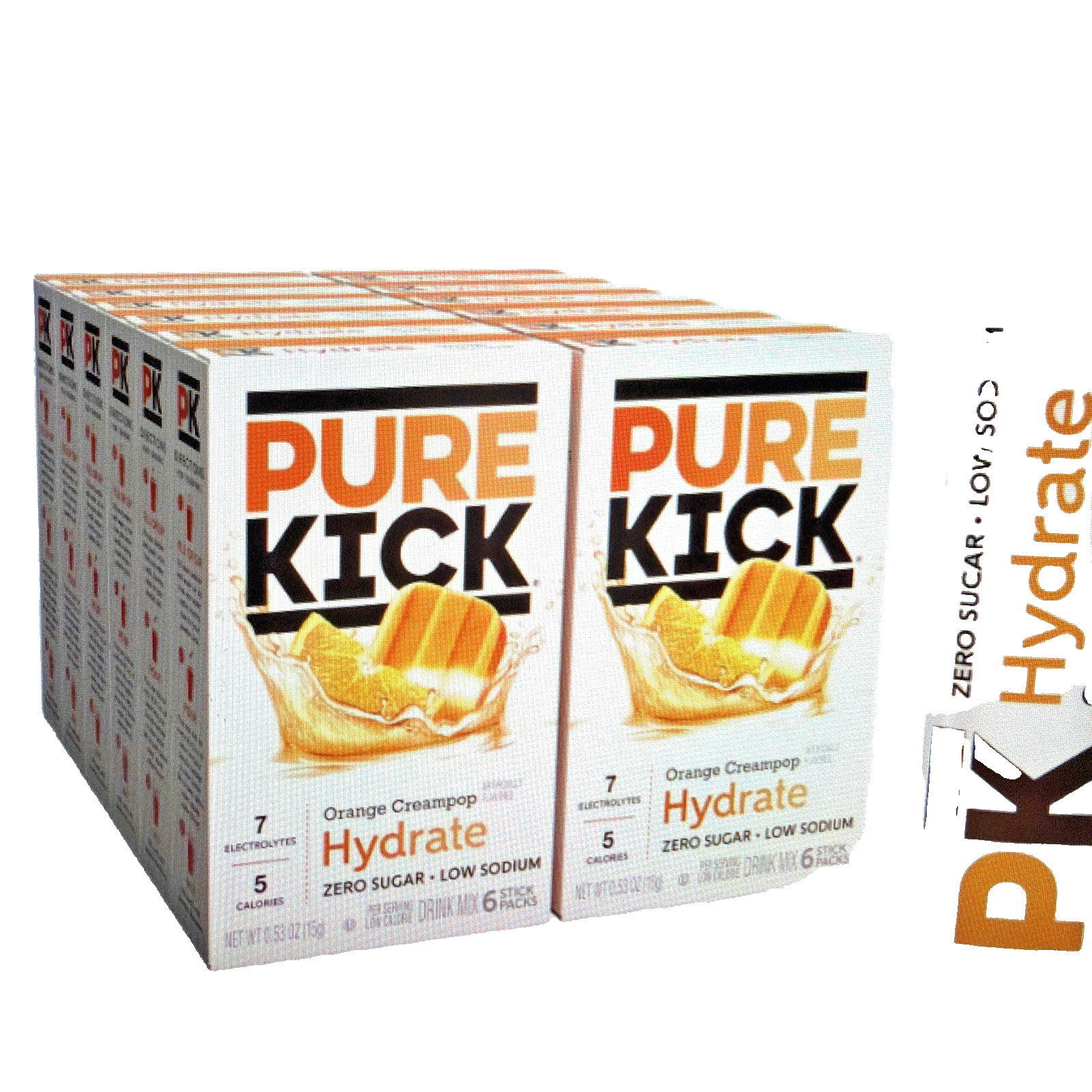 15 Pure Kick Hydration Singles To Go Drink Mix Orange Creampop Includes 15Boxes