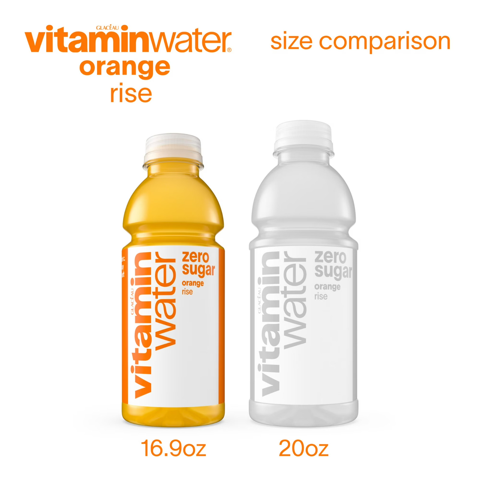 vitaminwater Rise Zero Sugar Orange Flavored Water Beverage, 16.9 fl oz, 6 Pack-