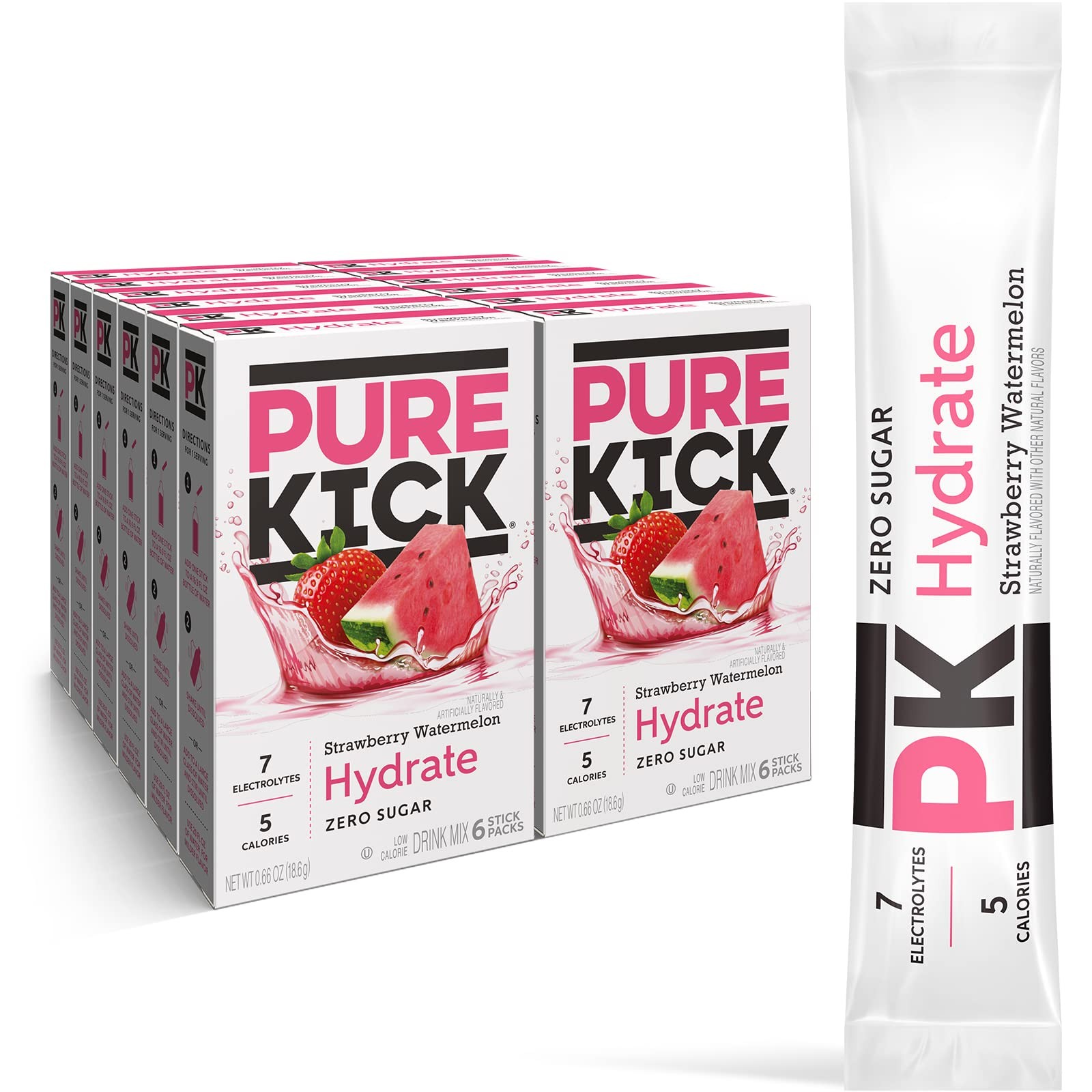 Pure Kick Hydration Singles To Go Drink Mix, 0.13 Ounce (Pack of 72)