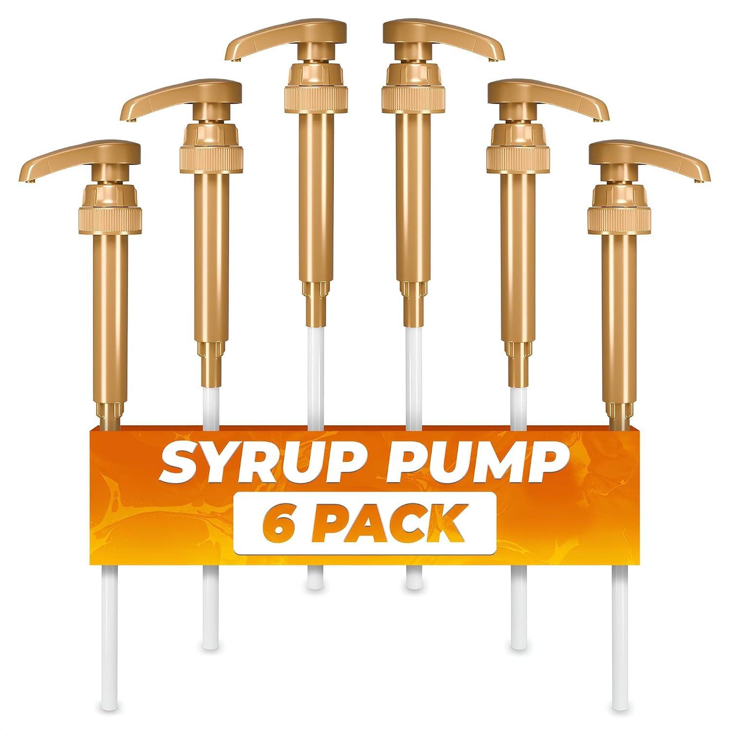 6 Pcs Coffee Syrup Pump Dispenser, 11.54 Inch, Fits 750 Ml Bottles | Lockable No