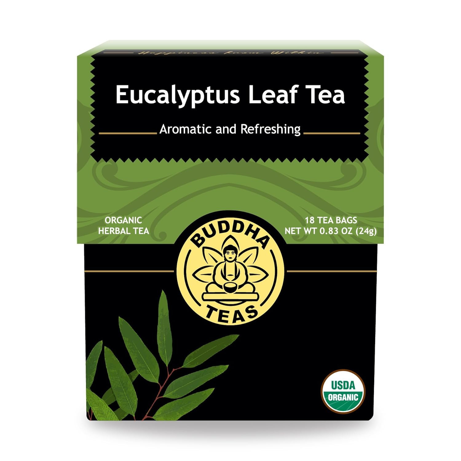 Organic Eucalyptus Tea – Kosher, Caffeine-Free, Gmo-Free – 18 Bleach-Free Tea Ba