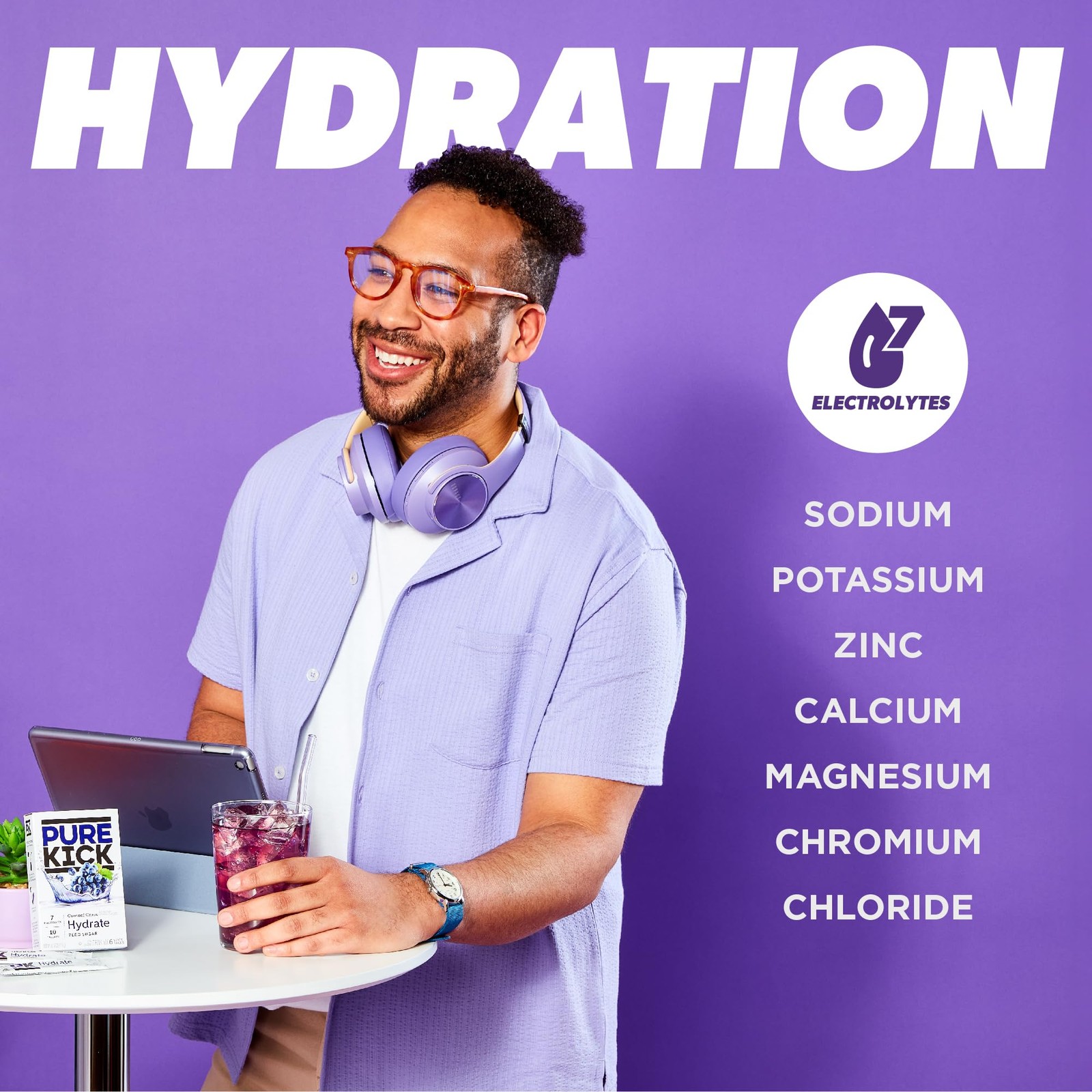 PURE KICK Hydration Singles to Go Drink Mix, Concord Grape, Includes 12 Boxes…