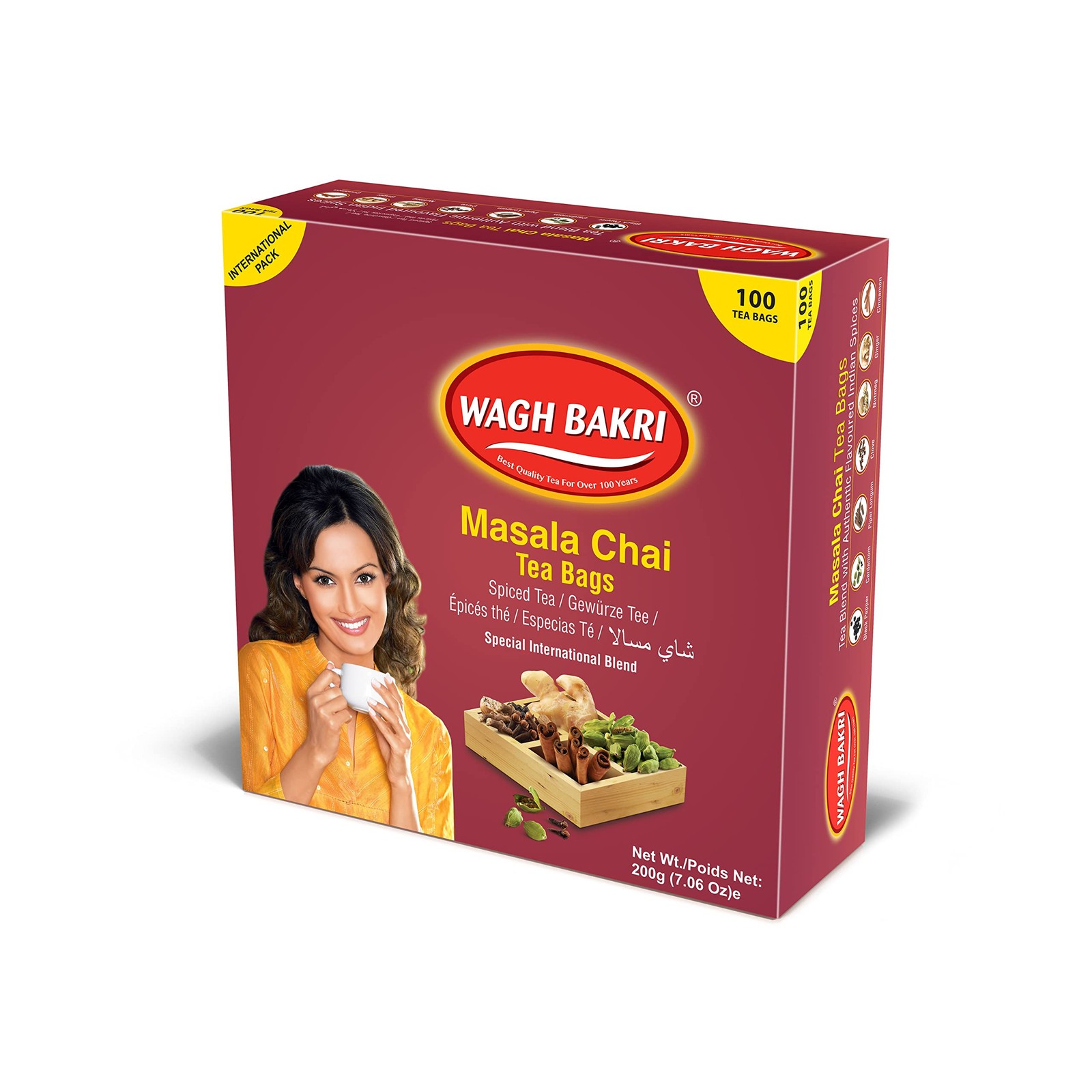 Masala Chai Tea Bags, 100 Tea bags of Special International Blend, 200 grams