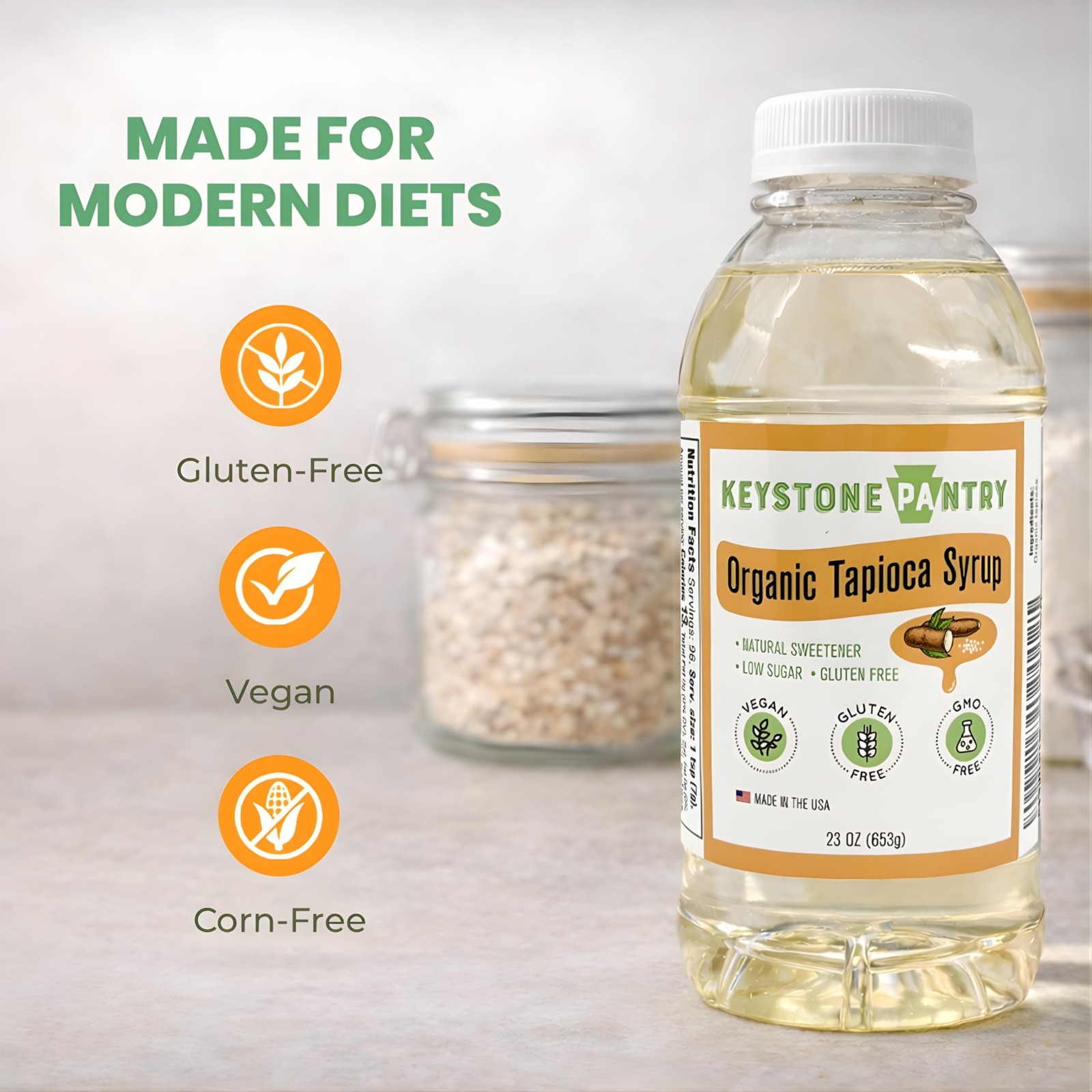 Organic Tapioca Syrup – 23 OZ Bottle – Vegan, Gluten Free – HFC, Corn Syrup S…