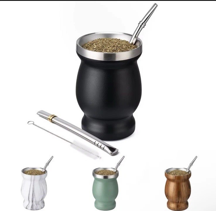 Stainless Steel Double-Wall Mate Cup And Bombilla Set – Yerba Mate set Includ…