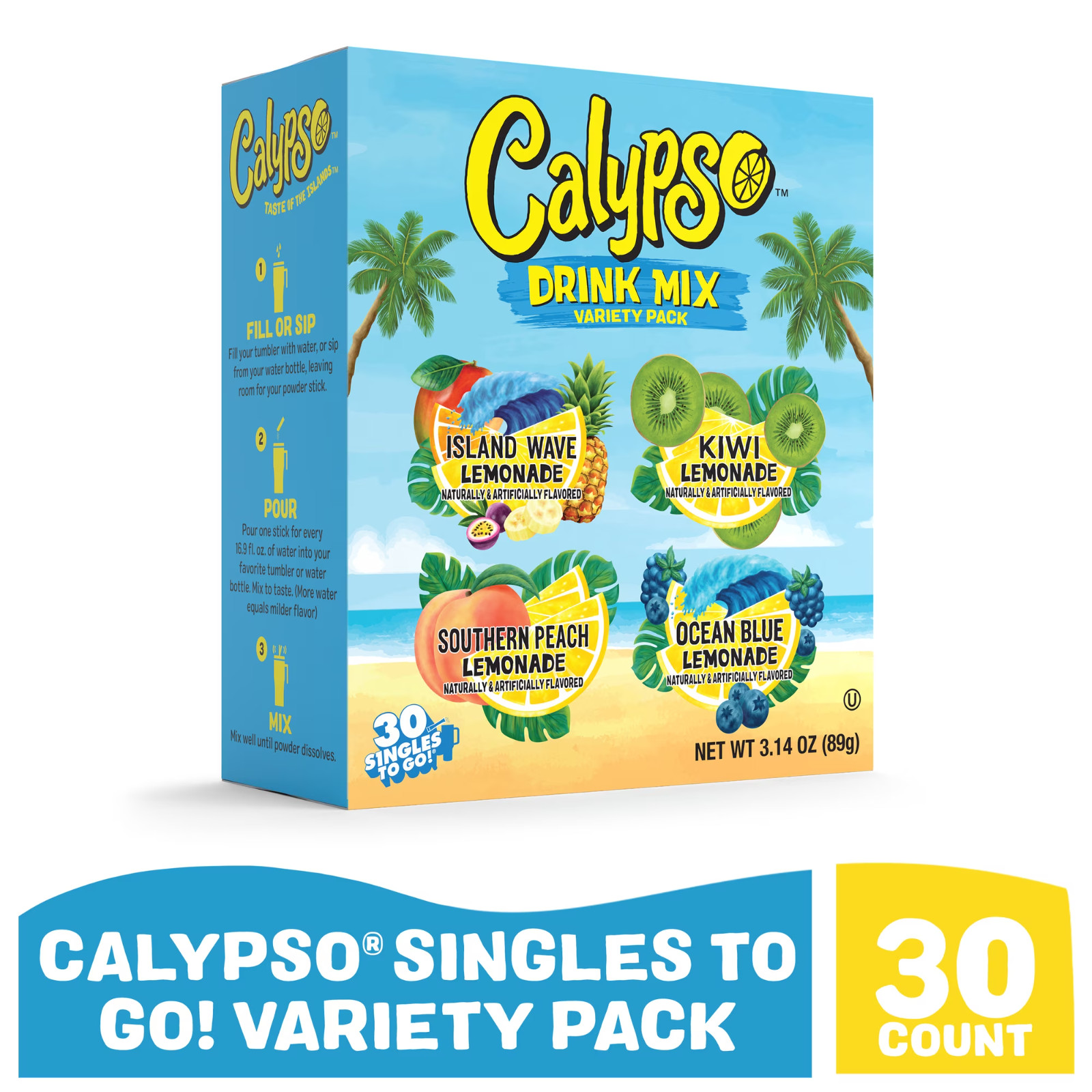 Calypso Lemonade Singles to Go Powdered Drink Mix Variety Pack, 30 Count…