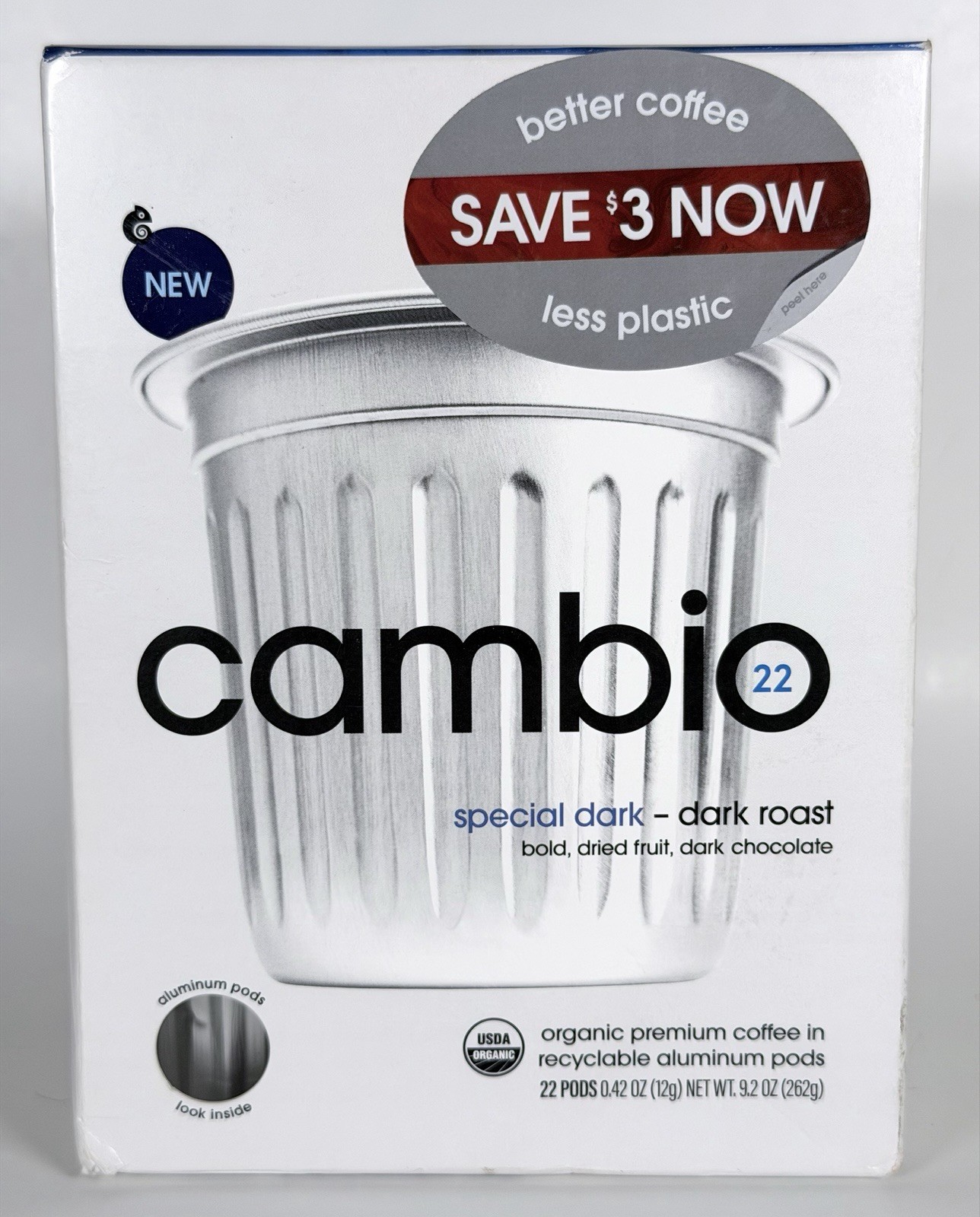 Cambio Roasters Special Dark Organic Dark Roast Coffee 22 Aluminum Pods K-Cup