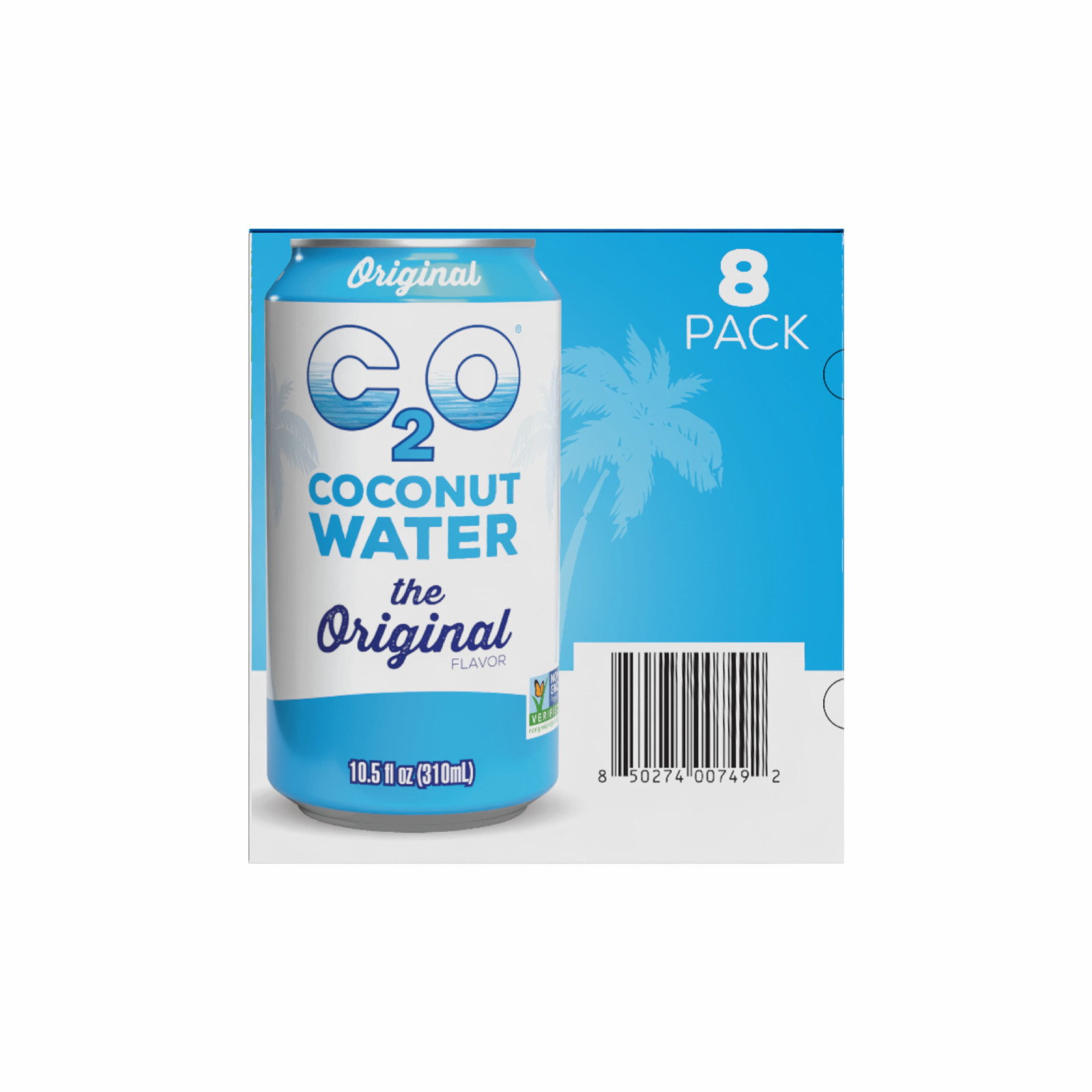 C2O Pure Coconut Water, Coconut Water Hydration Pack, 10.5 fl oz, 8 Pack.