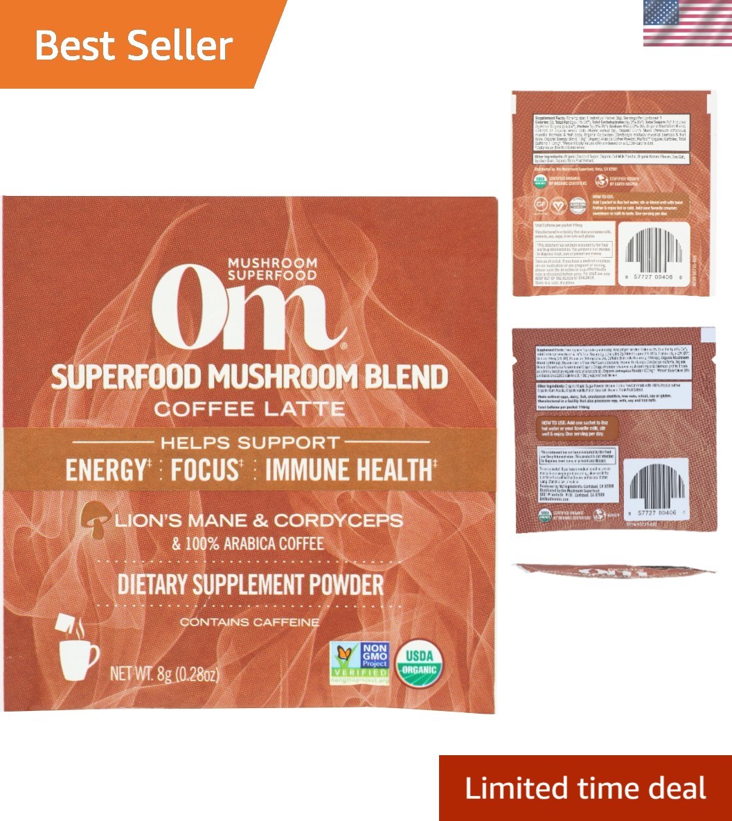 Creamy Organic Mushroom Latte Blend Powder – Coffee Alternative, 0.28 OZ