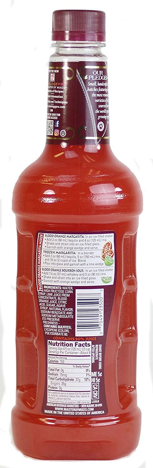 Master of Mixes Blood Orange Margarita Drink Mix, Ready To Use, 33.8 Ounce