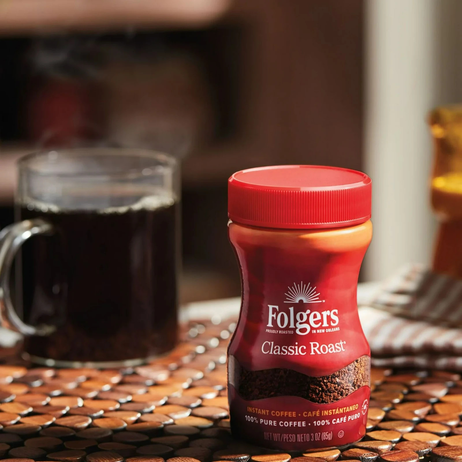 Folgers Classic Roast Instant Coffee, 8 oz Jar