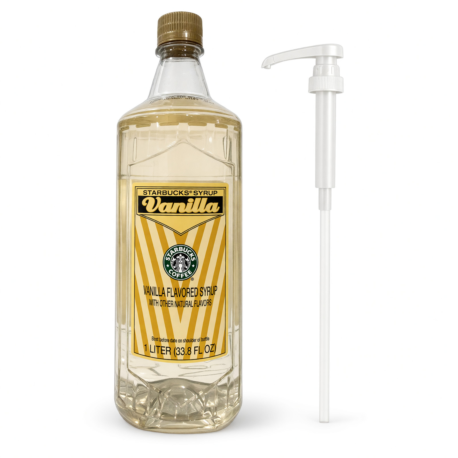 Starbucks Vanilla Coffee Syrup 1L 33.8 fl oz w/ Complimentary White Pump