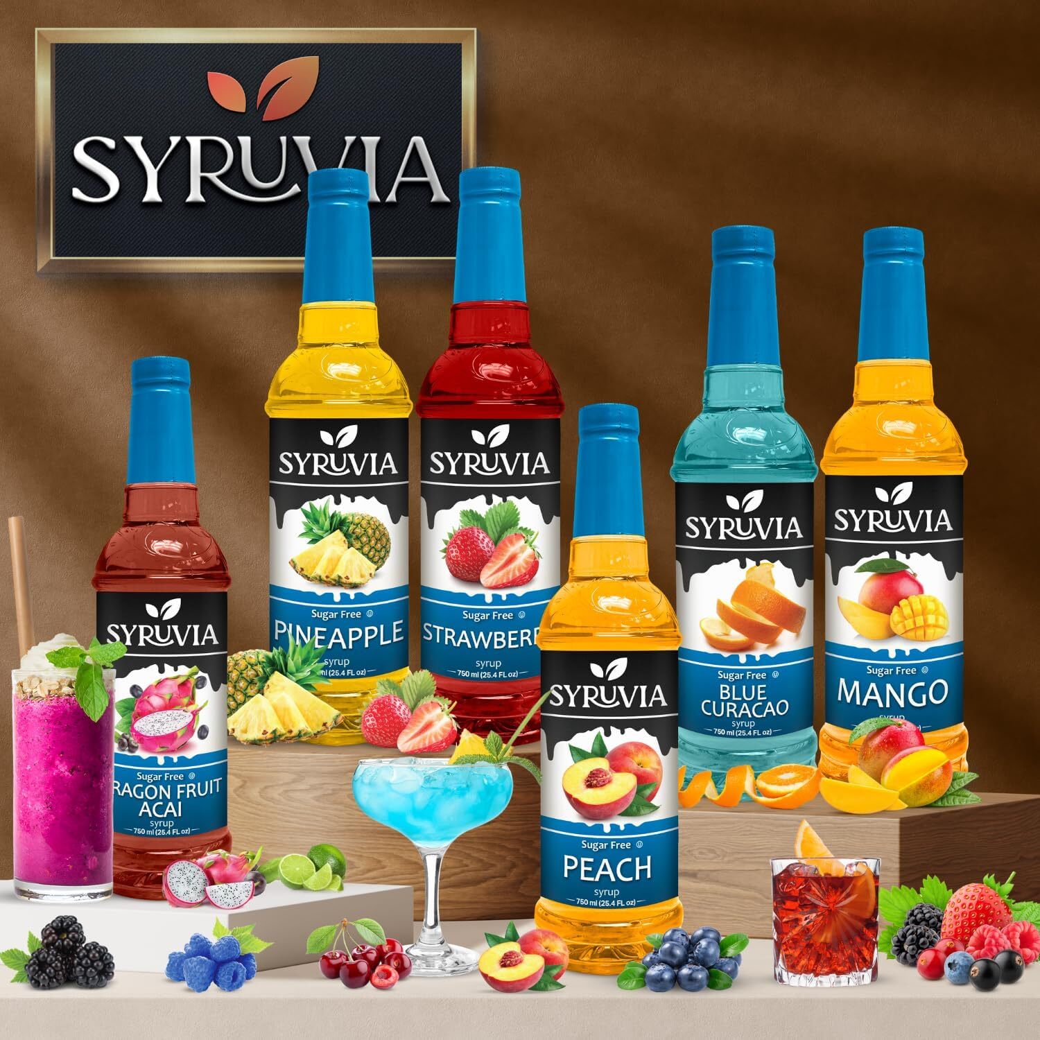 Syruvia Sugar Free Watermelon Syrup 25.4 fl oz, for Drinks, Desserts, & More