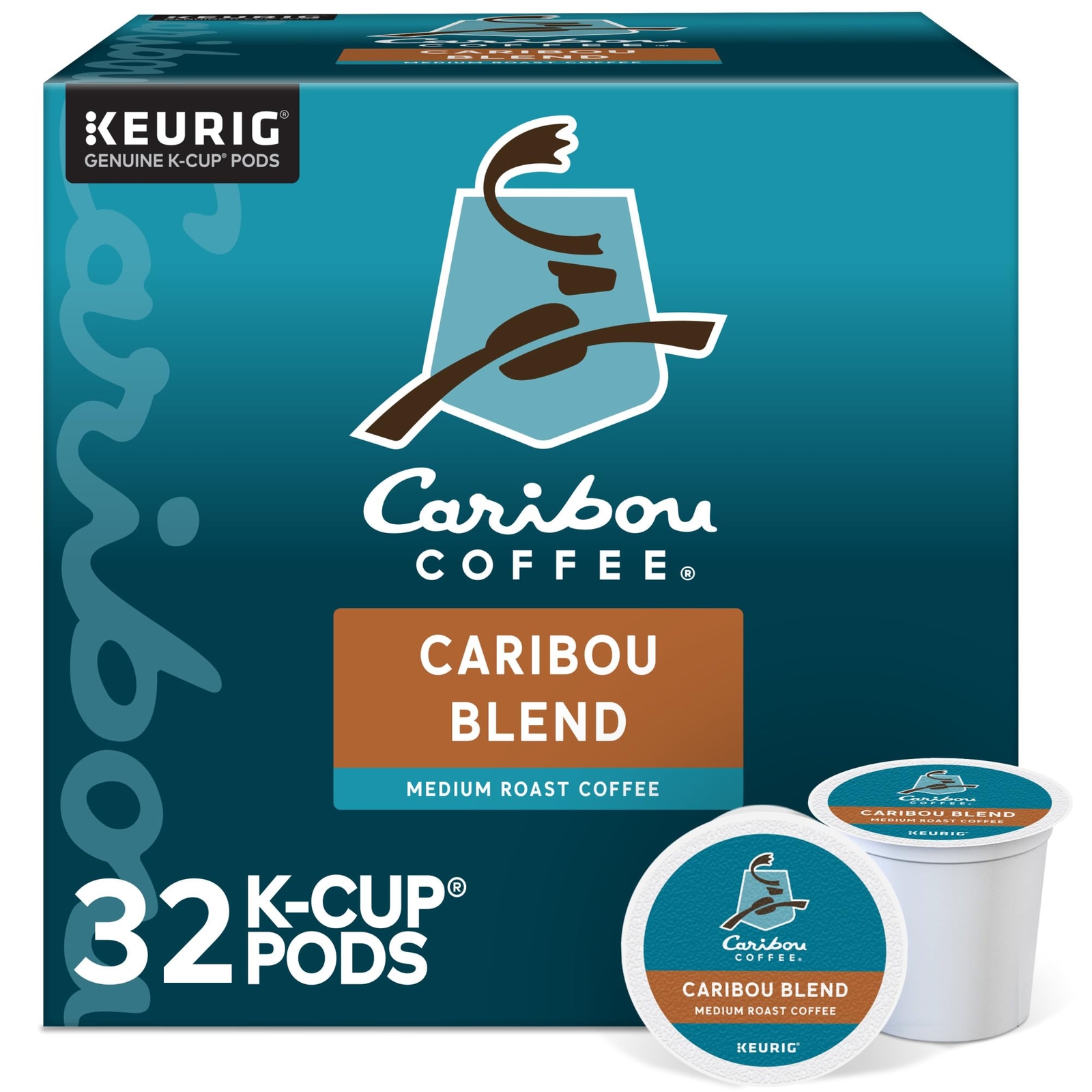 Caribou Coffee Caribou Blend Medium Roast K Cup Pods 32 Count Recyclable