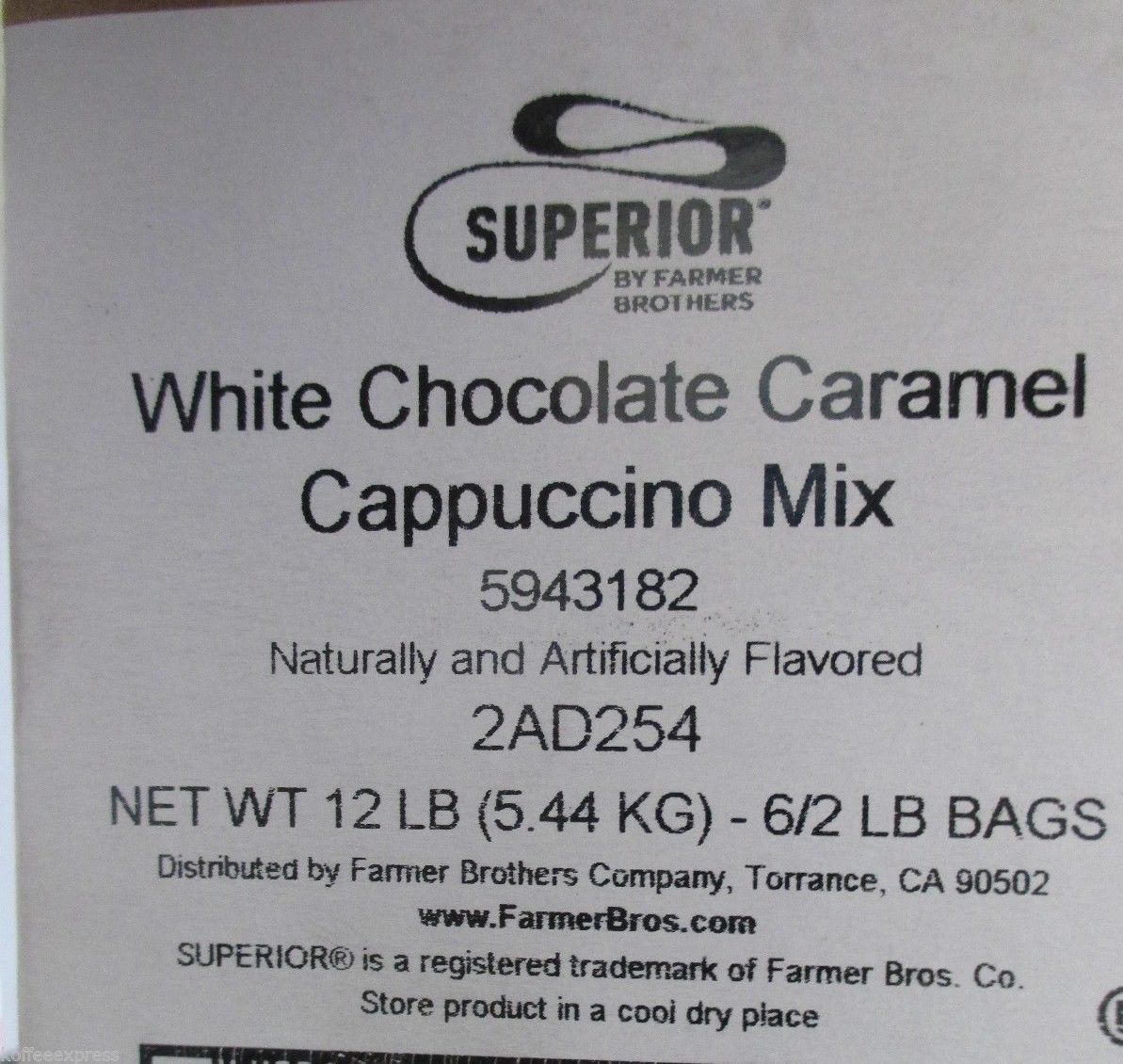 SUPERIOR CAPPUCCINO MIX WHITE CHOCOLATE CARAMEL 6 BAGS/2 LBS EACH