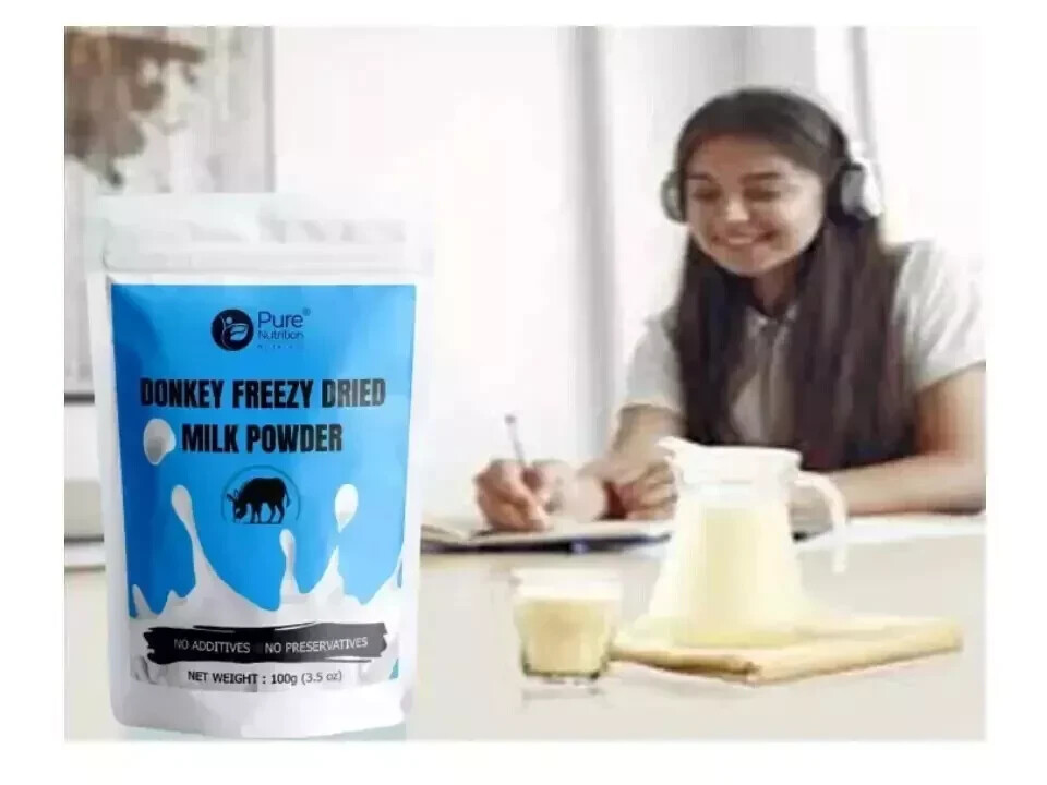 100% PURE NATURAL HERBS DONKEY MILK POWDER FREEZE DRIED 100 GRAM (3.5Oz)