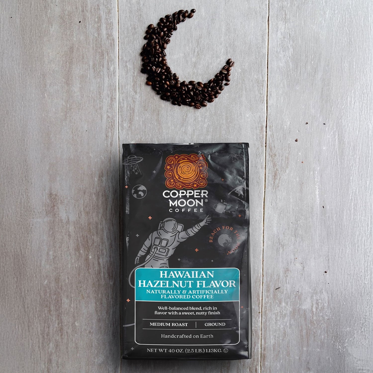 Copper Moon World Coffee Hawaiian Hazelnut Ground Medium Roast 2.5 lbs (40 oz)