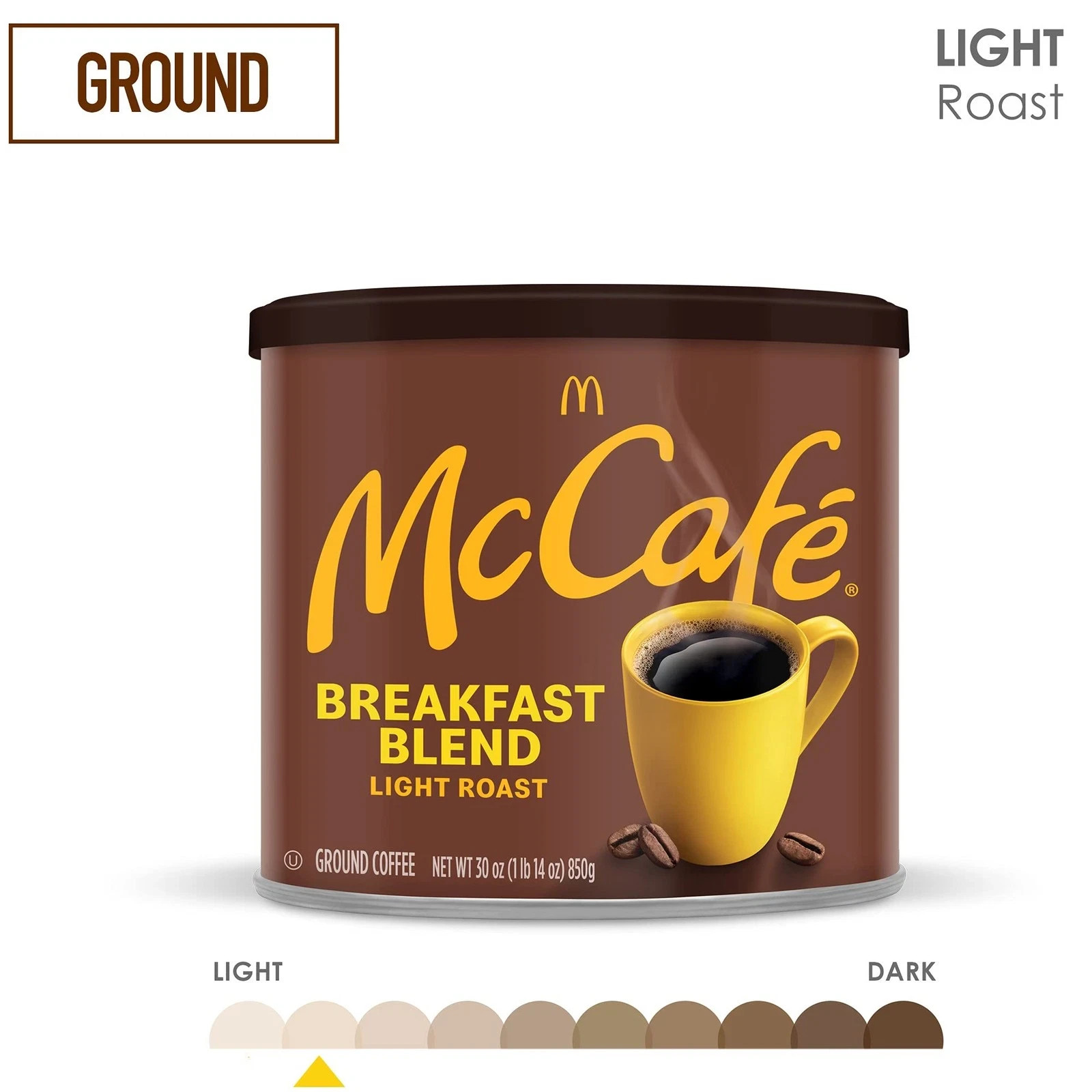 McCafe Breakfast Blend Light Roast Ground Coffee 30 oz Canister