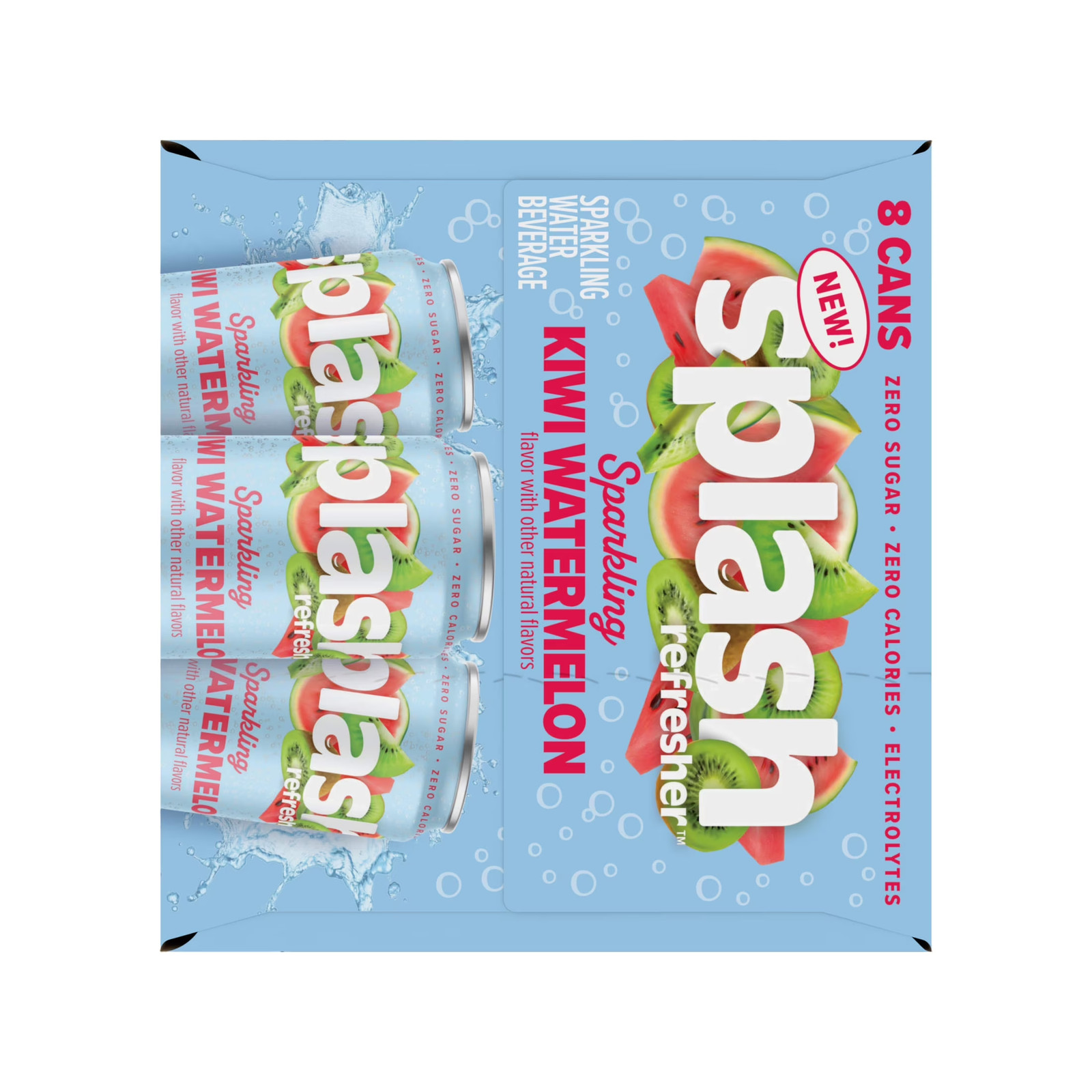 Splash Kiwi Watermelon Sparkling Water, 12 Fl Oz, 8 Cans