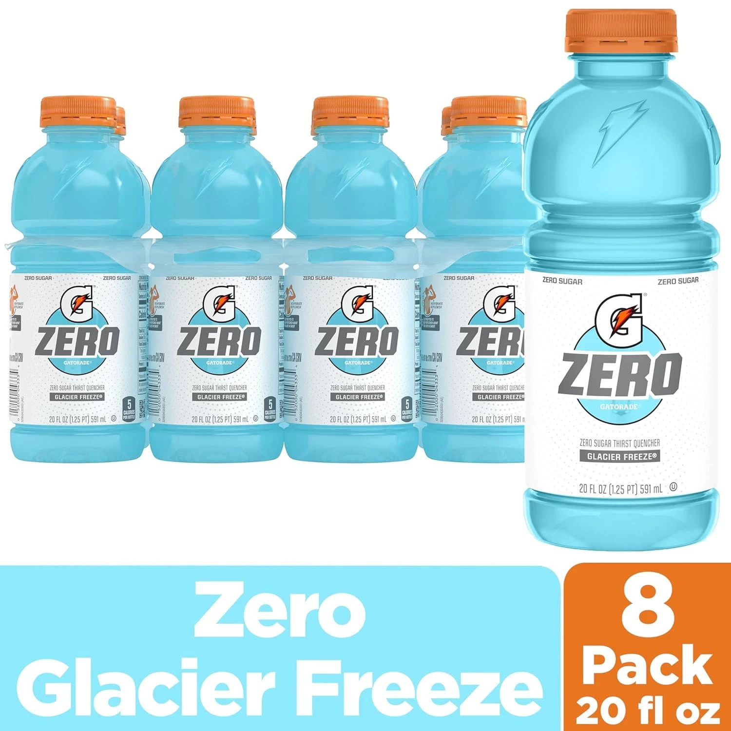 Gatorade Zero Sugar Thirst Quencher Sports Drink, Glacier Freeze, 20 Ounce botle