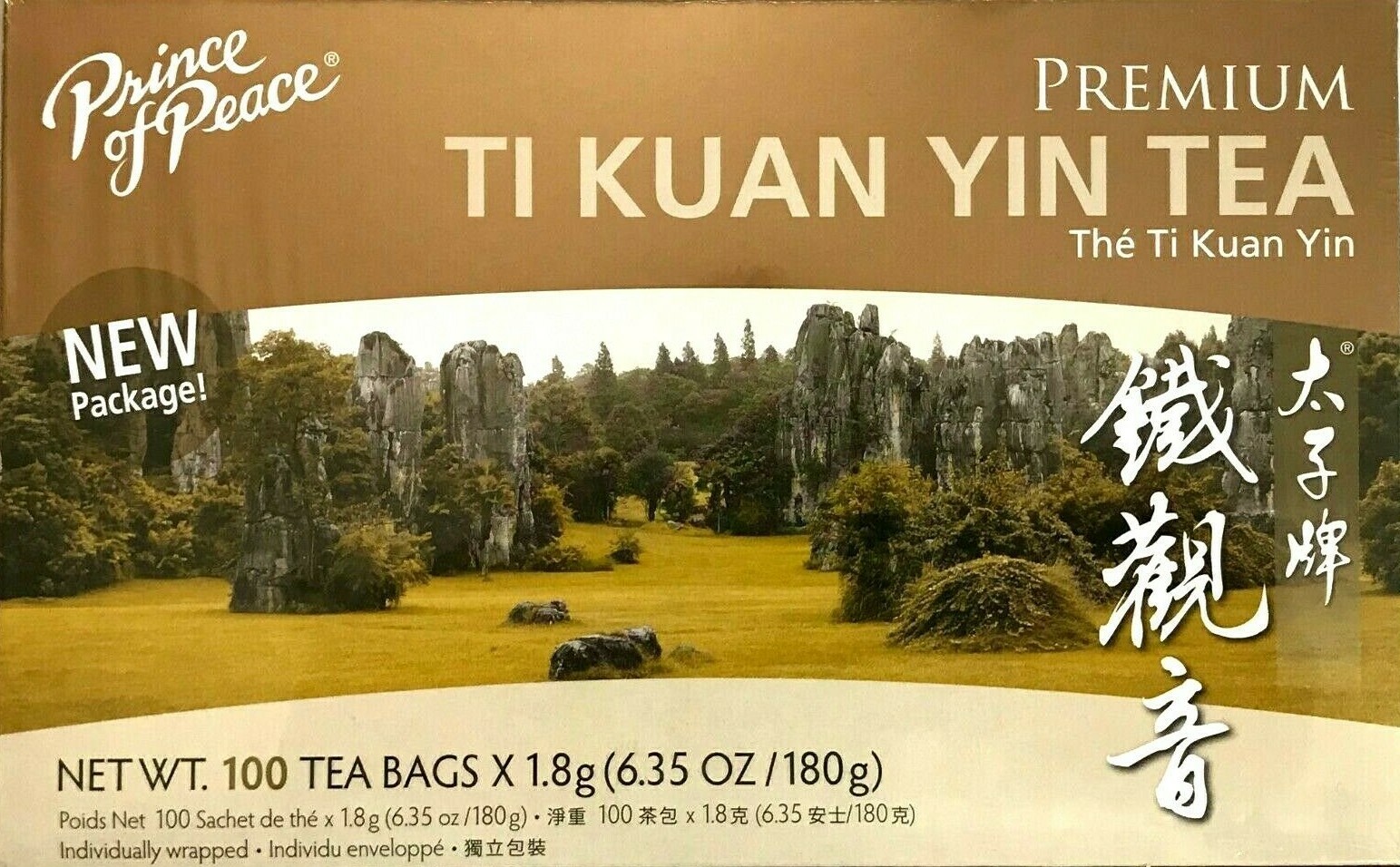 1 Box, Prince of Peace Premium Ti Kuan Yin Tea 6.35Oz/180g – 100 Tea Bags