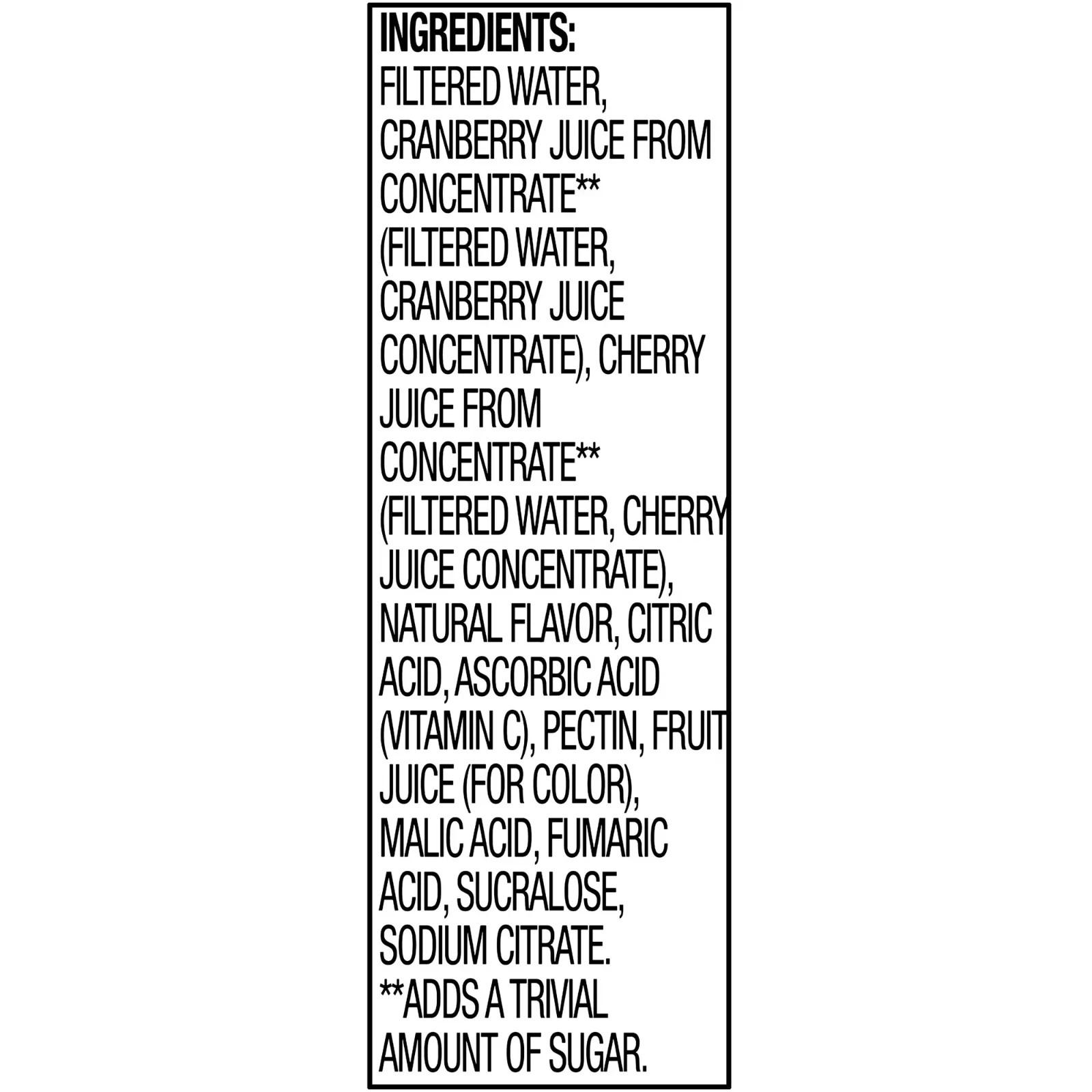 Great Value Zero Sugar Cranberry Black Cherry Cocktail 64 fl oz Bottles (2-Pack)