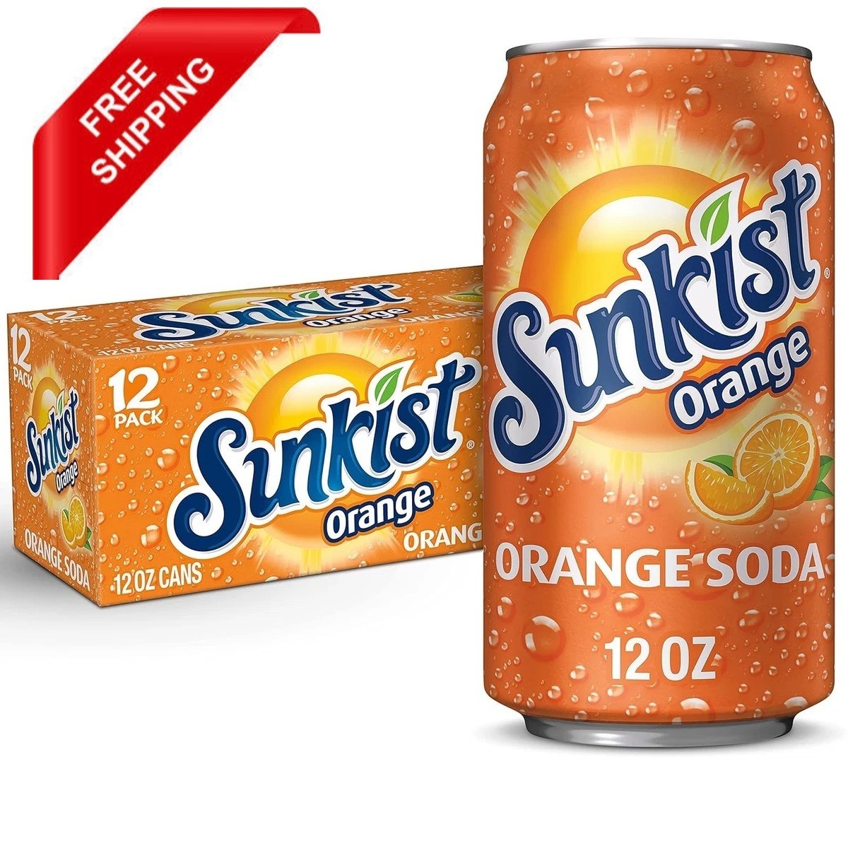 Sunkist Orange Soda Pop, 12 fl oz, 12 Pack Cans FREE SHIPPING