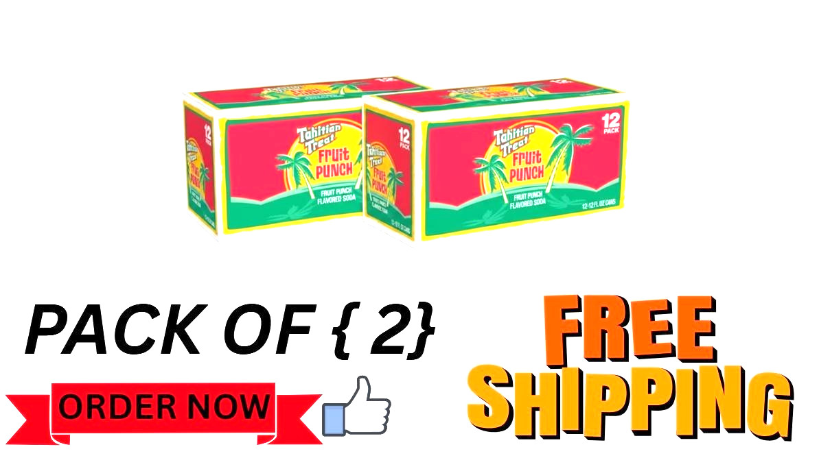 🍓 Tahitian Treat Fruit Punch Soda Pop, 12 fl oz, 12 Pack Cans 🍍🥤PACK OF 24