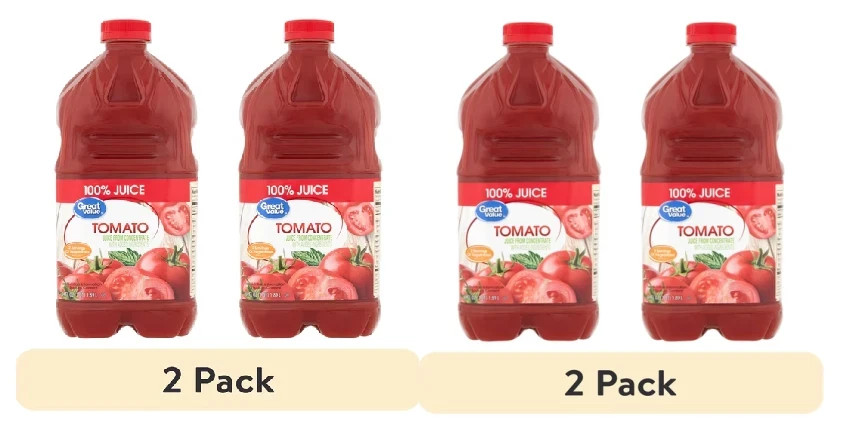 (4 pack) Great Value Tomato 100% Juice, 64 fl oz