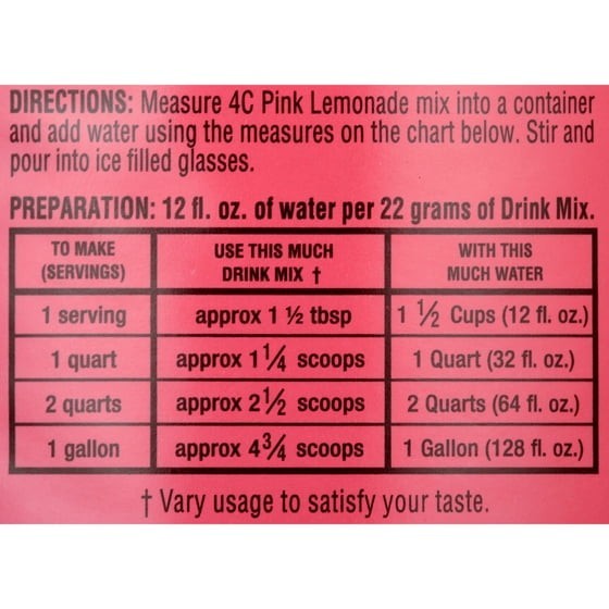 4C 35 Qt Powdered Soft Drink Mix Pink Lemonade, 72.5 oz, Single Pack Canister