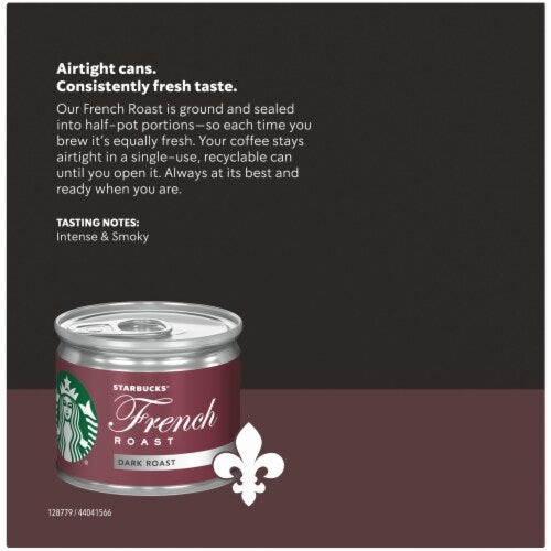 Starbucks French Roast Dark Roast Ground Coffee Cans, 8 x 1.3oz. (Pack of 6)