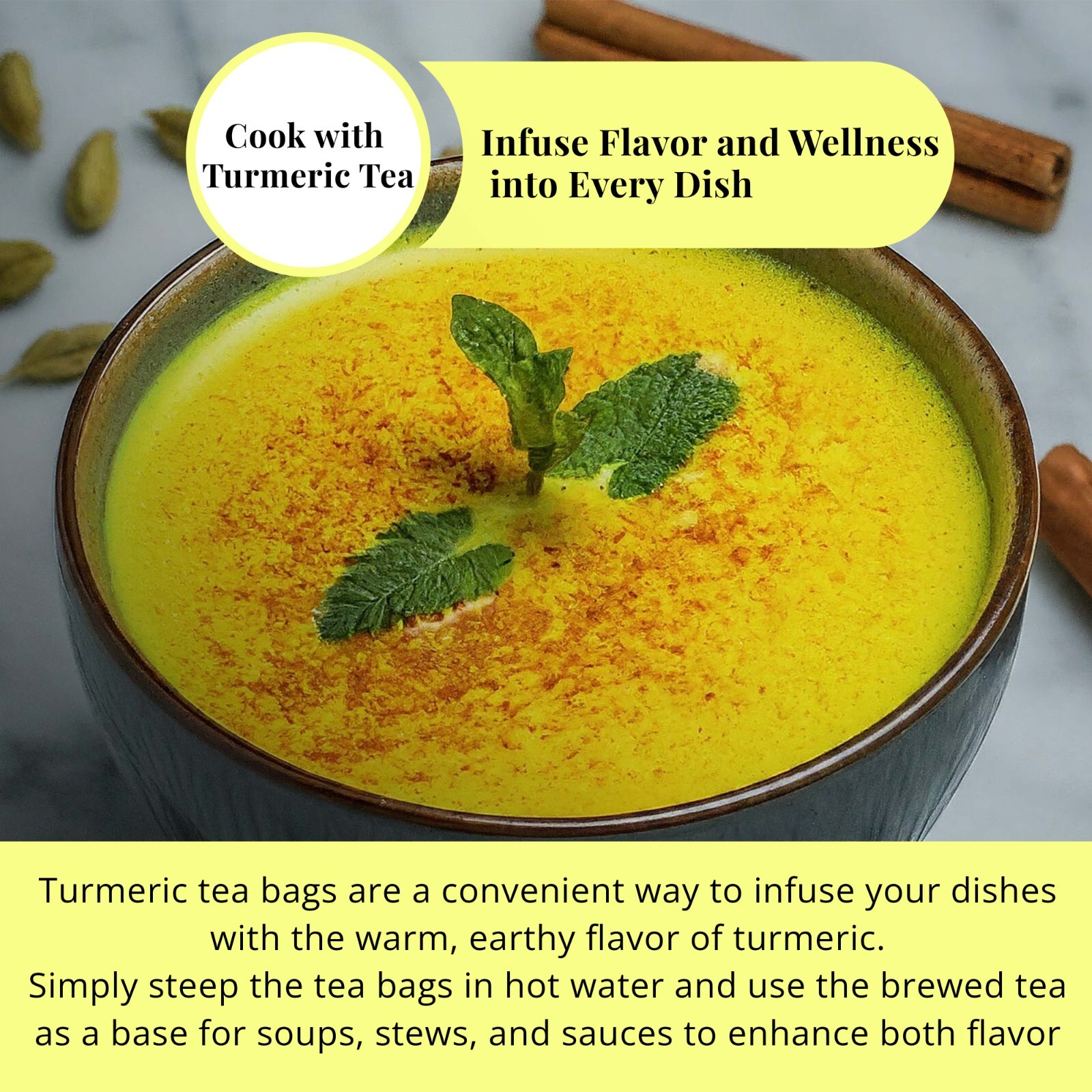 Organic Turmeric Herbal Tea Blend, Tumeric Tea, Te de Curcuma , 75 Tea Bags