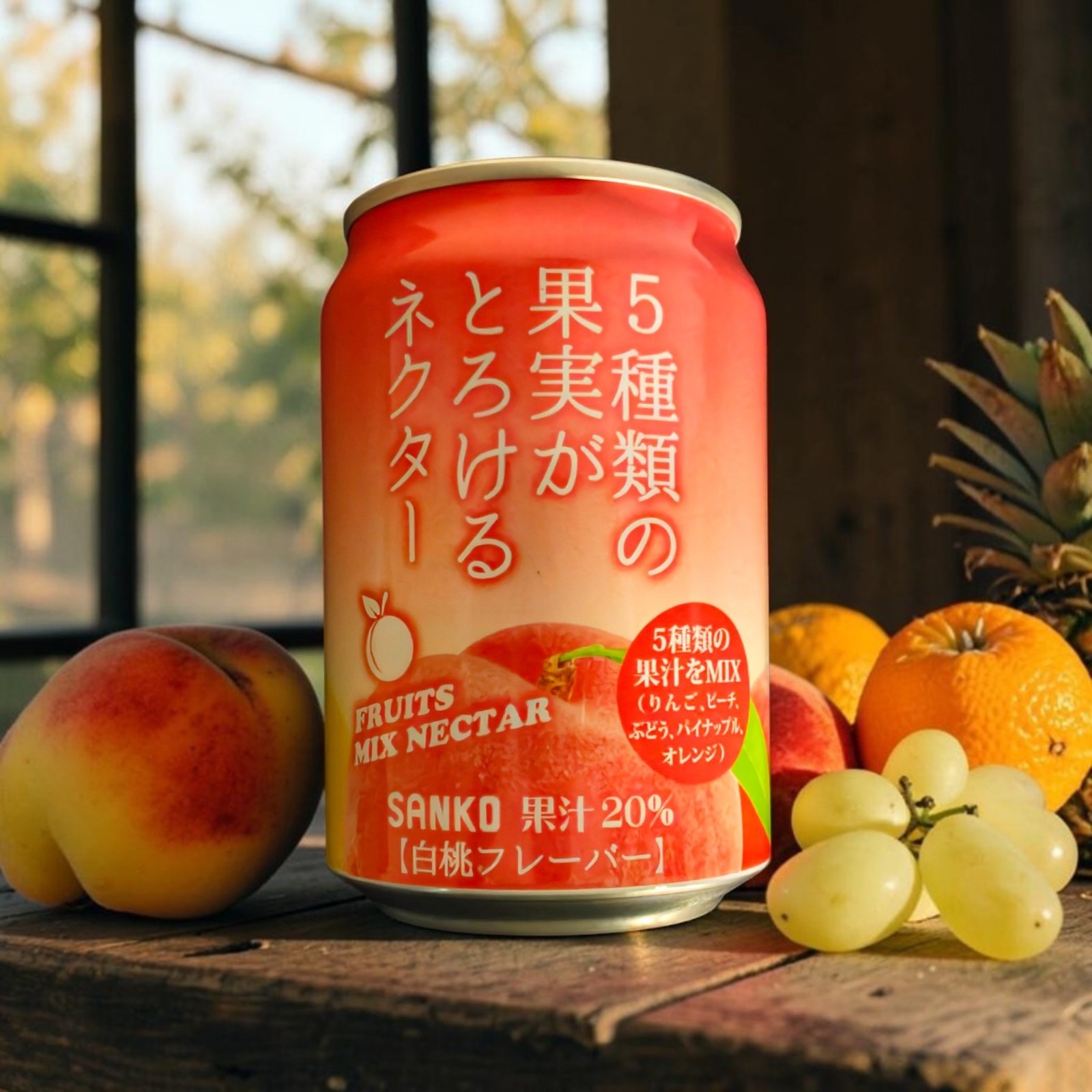 SANKO Japanese Mixed Fruits Nectar (White Peach Flavor) 280ml – Pack of Six (6)