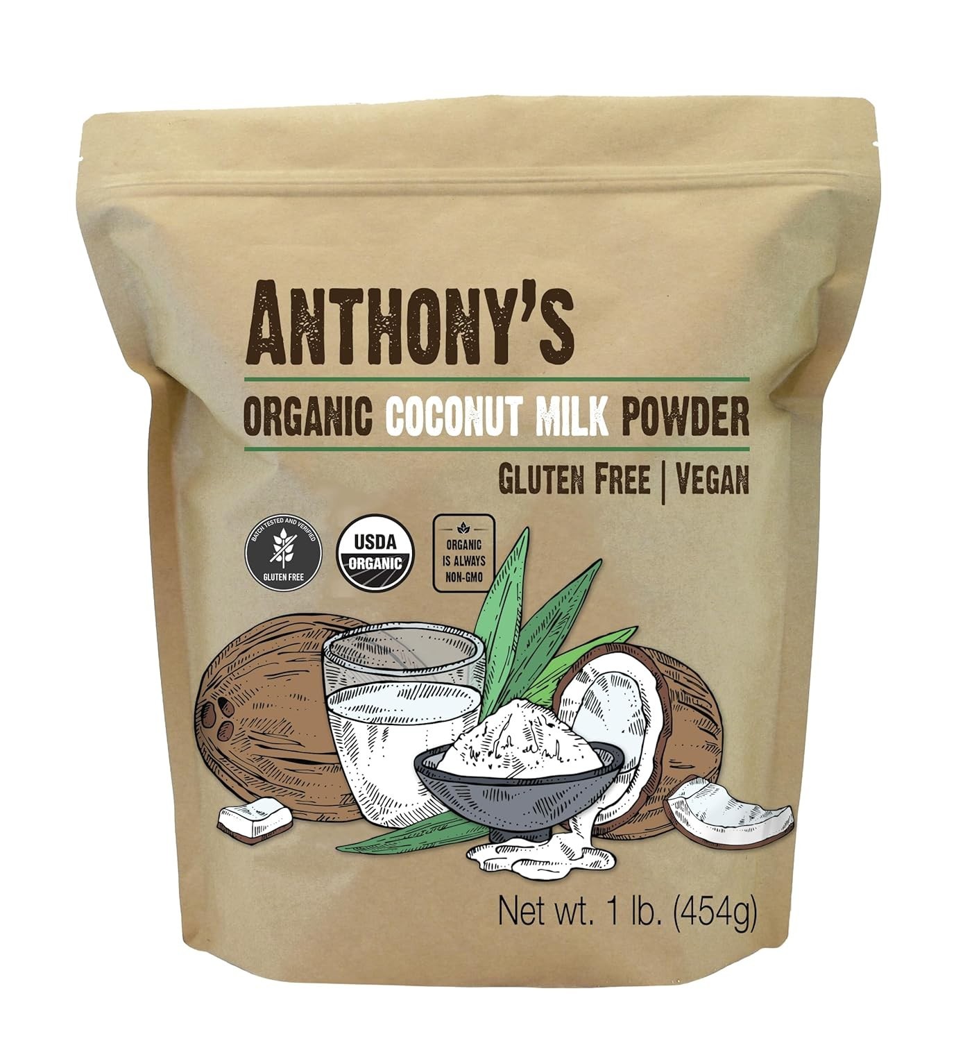 Organic Coconut Milk Powder, 1 lb, Gluten Free, & Dairy Free, Creamer Altern…