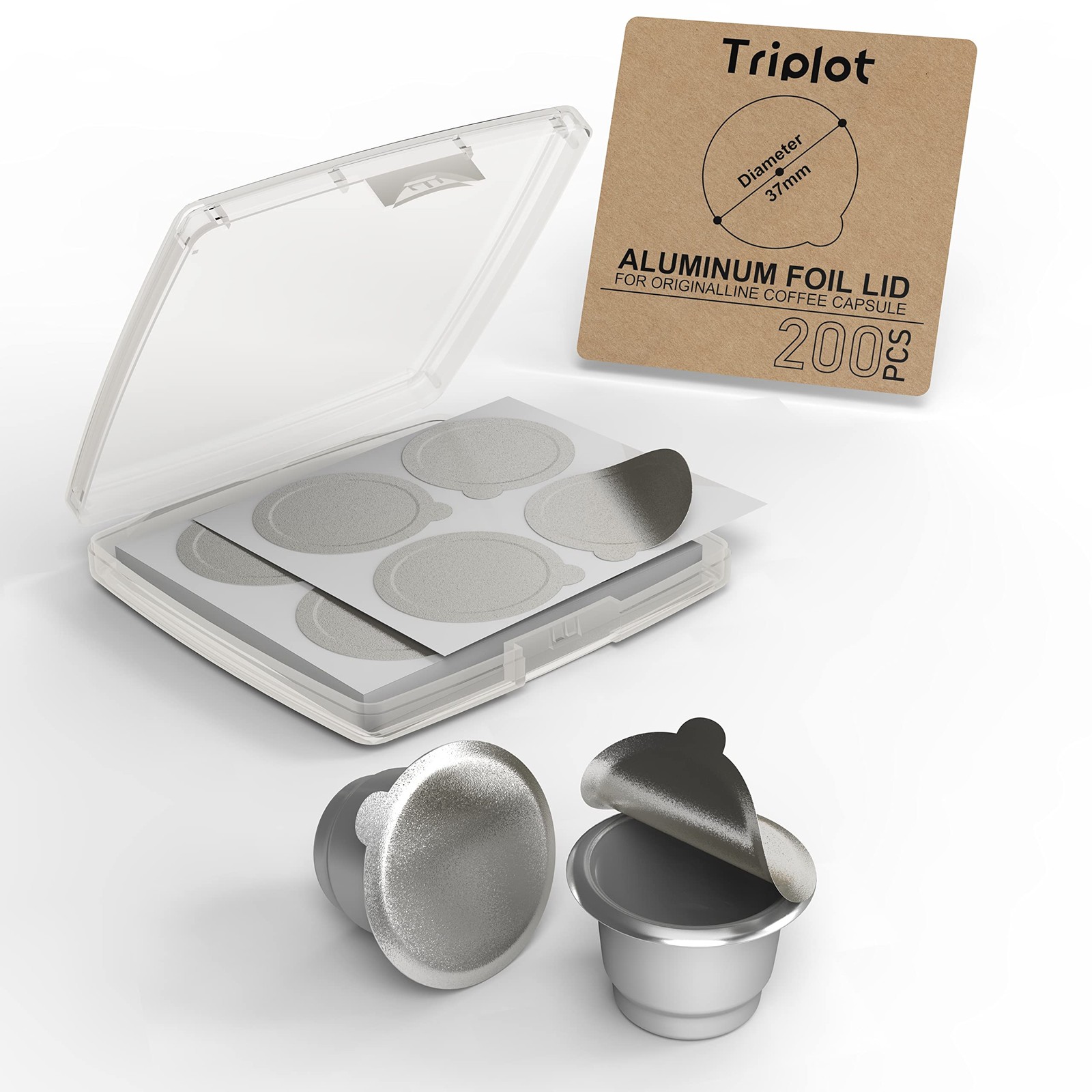 Tiplot Aluminum Lids for Reusable Nespresso 200Lids, Siver-200lids