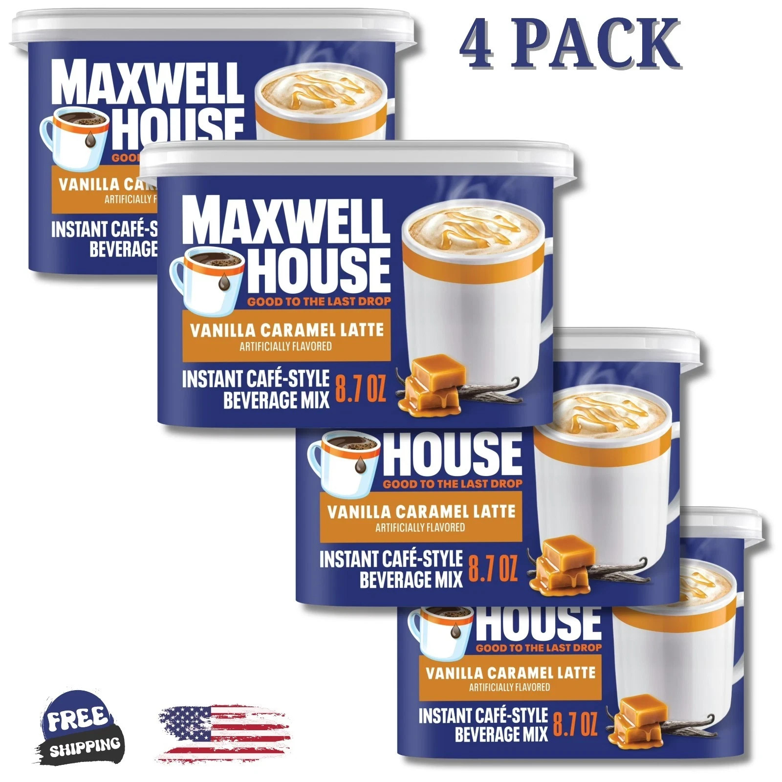 Maxwell House International Vanilla Caramel LatteMix, Café-Style 8.7 oz. 4 Pack