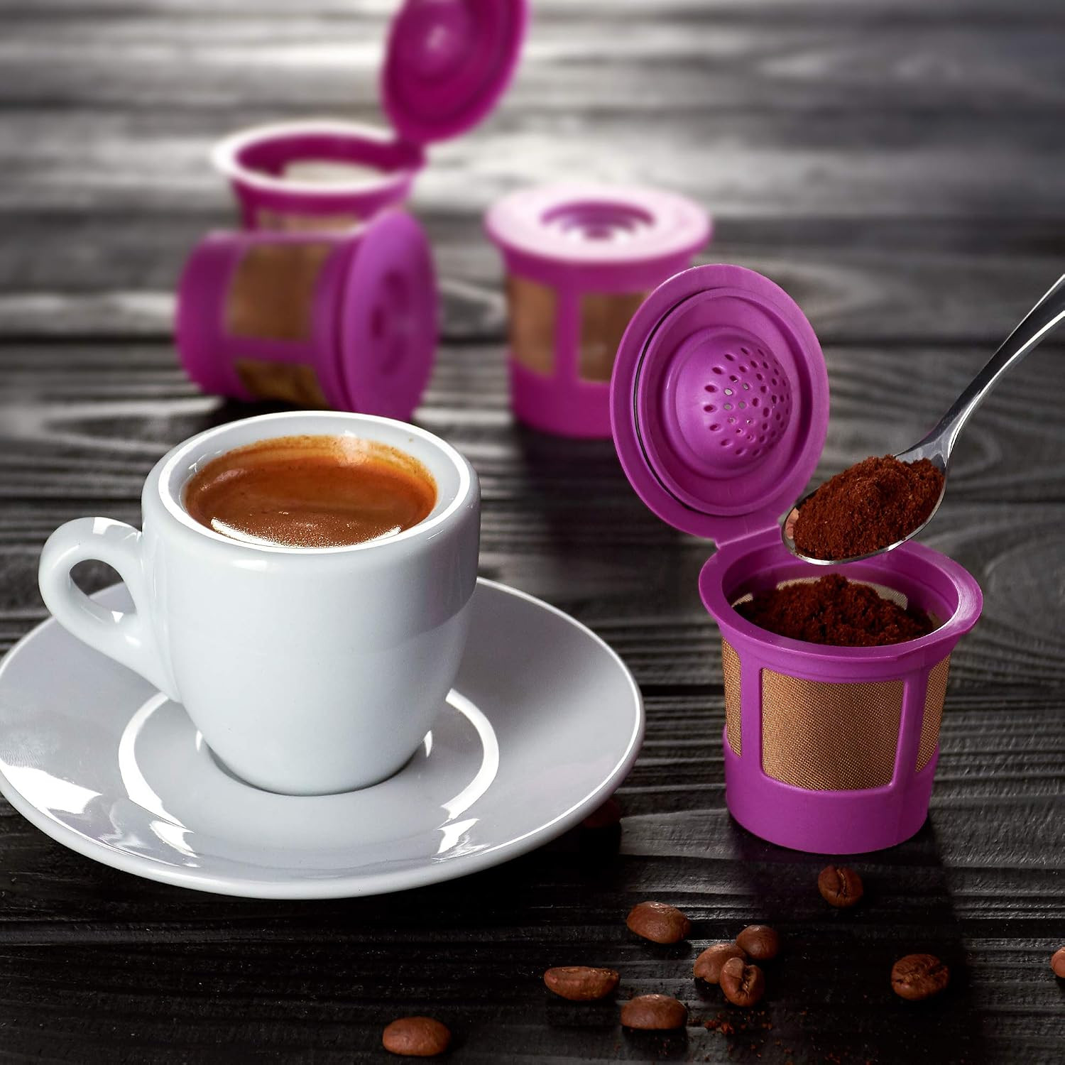 4 Reusable K Cups for Keurig Coffee Makers – BPA Free Universal Fit Purple Refil