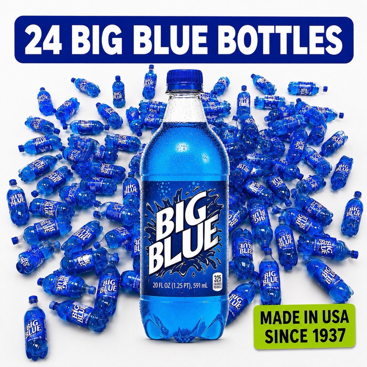 Big Blue Soda 20oz Exotic Pop 24 Pack Of Bottles ( Big Red )