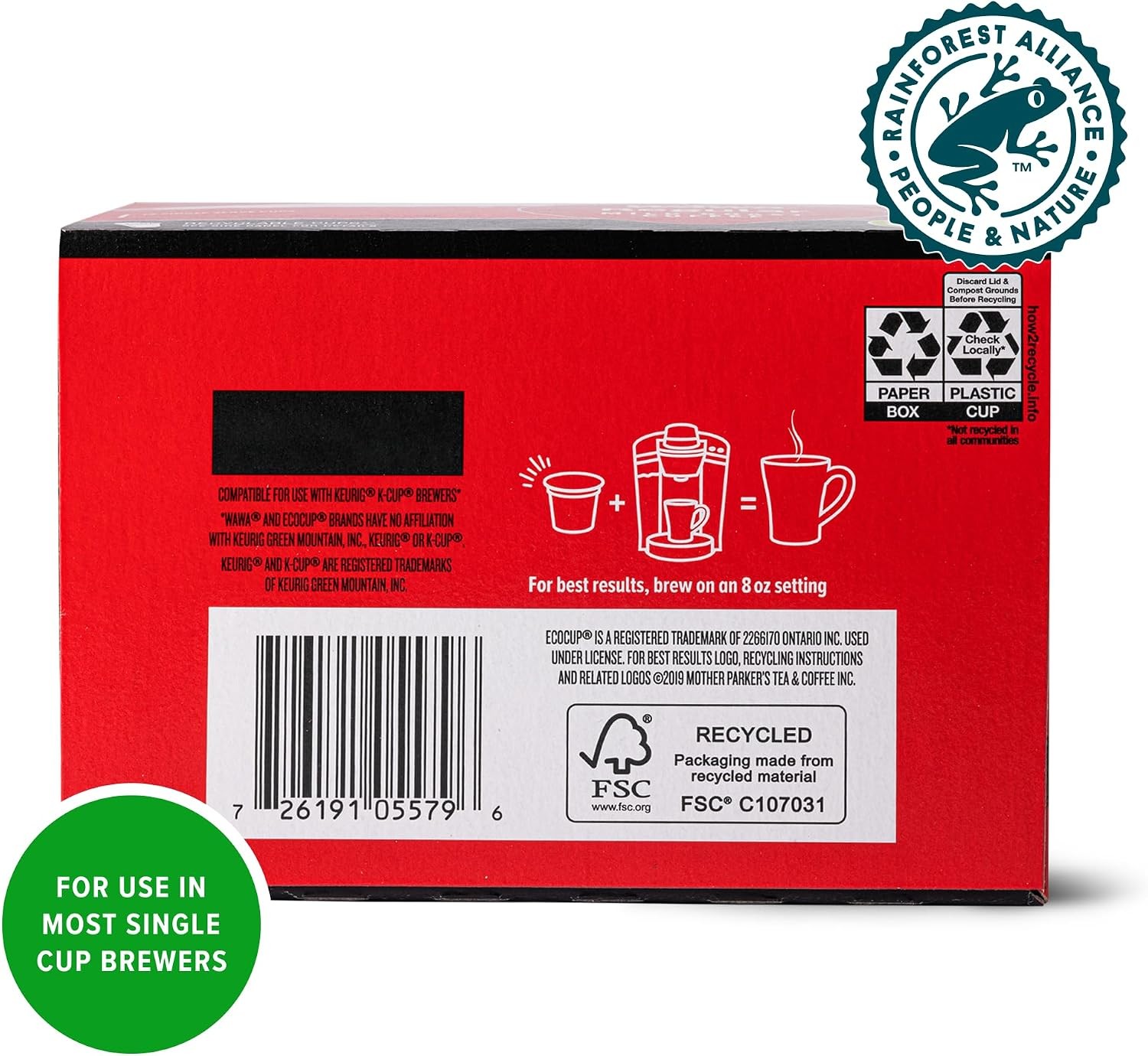 Wawa Mild Roast Single Cup Coffee Pods, 12 Pods, 1 Box, Regular Smooth &
