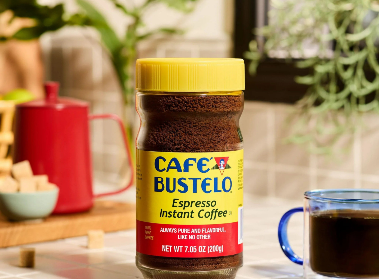 Cafe Bustelo, Espresso Style, Dark Roast Instant Coffee 7.05 oz Jar (PACK OF 04)