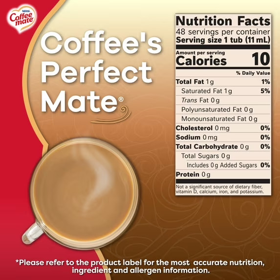 Nestle Coffee Mate, The Original Liquid Coffee Creamer Singles,9 fl oz, 48 Count