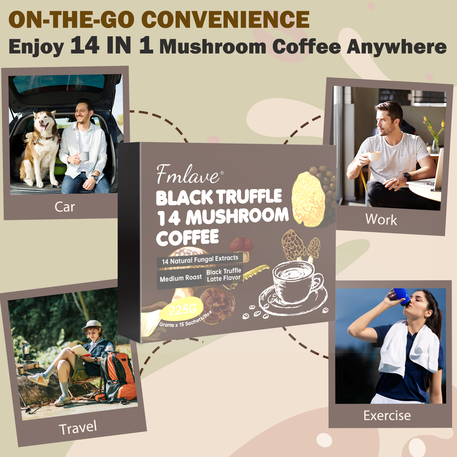 14 in 1 Organic MUSHROOM COFFEE SUPPORT FOCUS & ENERGY Instant Mushroom Coffee
