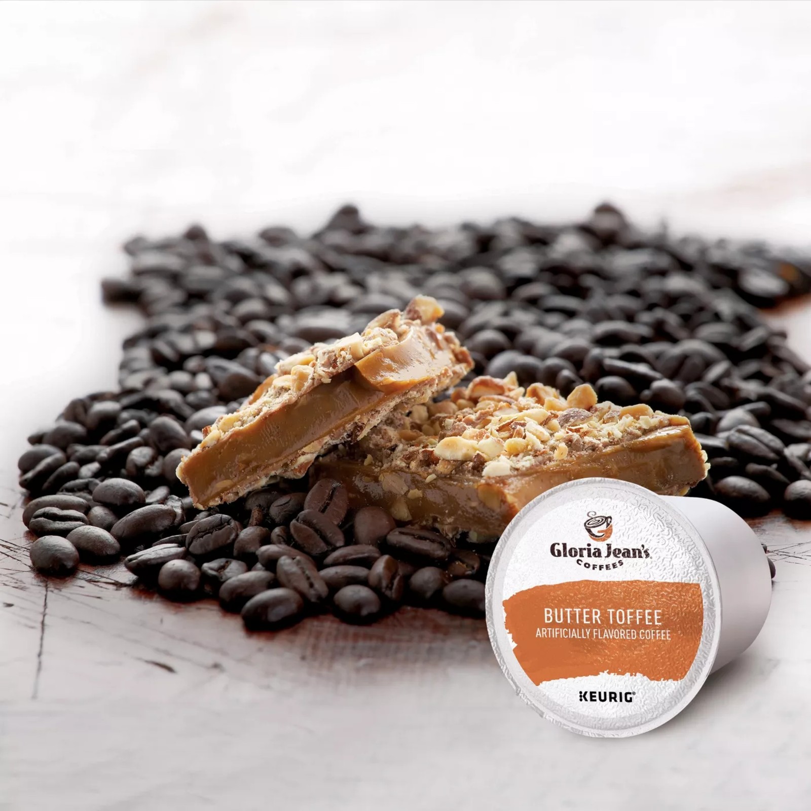 Gloria Jean’s Butter Toffee, Keurig K-Cup Pods, Medium Roast Coffee, 24 Count