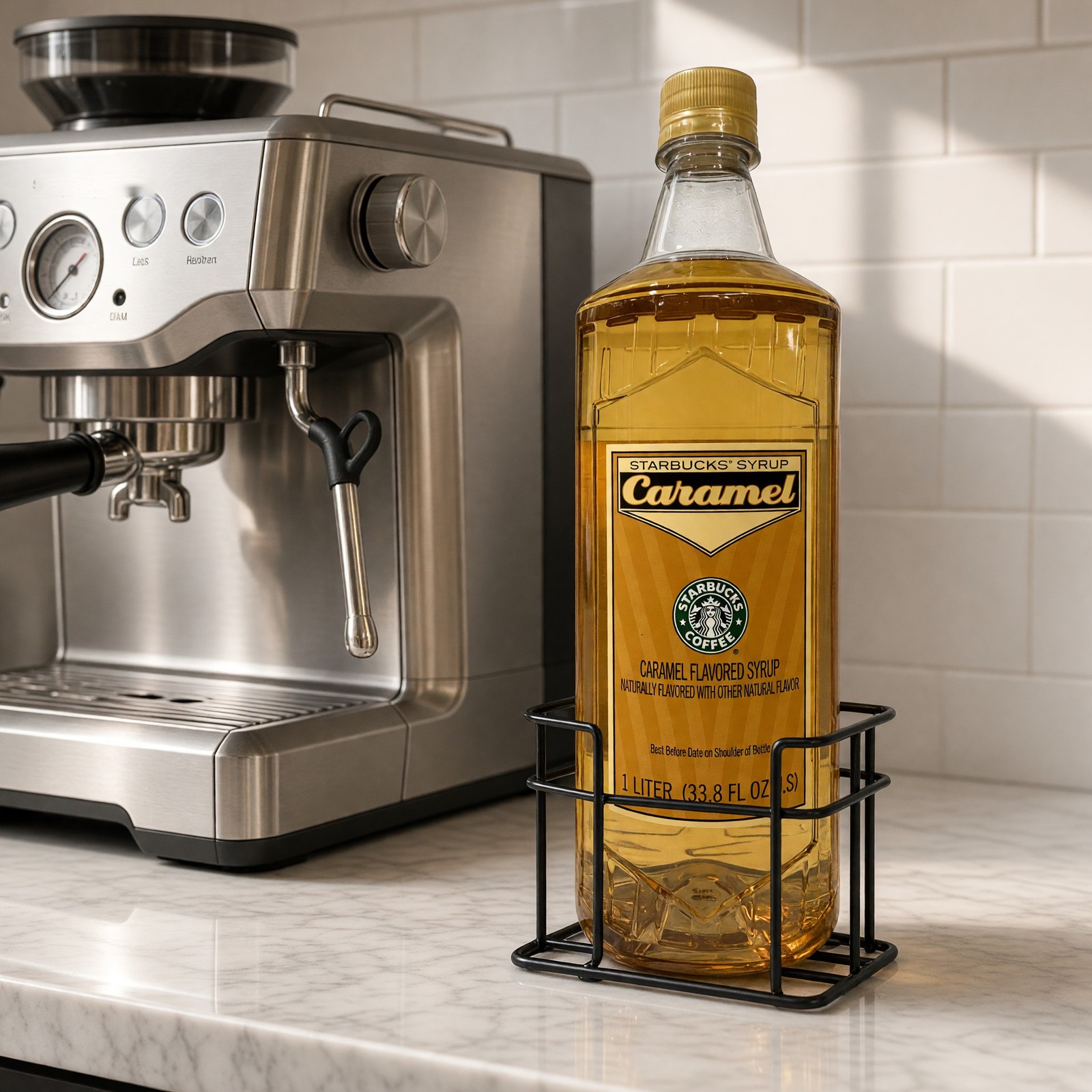 Starbucks Caramel Coffee Syrup 1L 33.8 fl oz w/ Complimentary White Pump