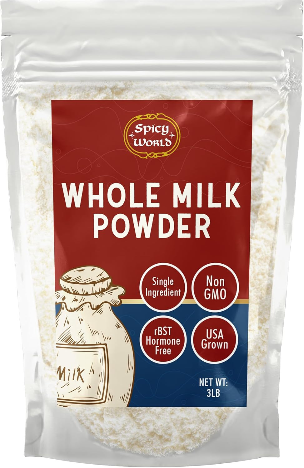 Whole Milk Powder 3 LB Bulk Bag – RBST Hormone Free, Made in USA, Non-Gmo, Premi