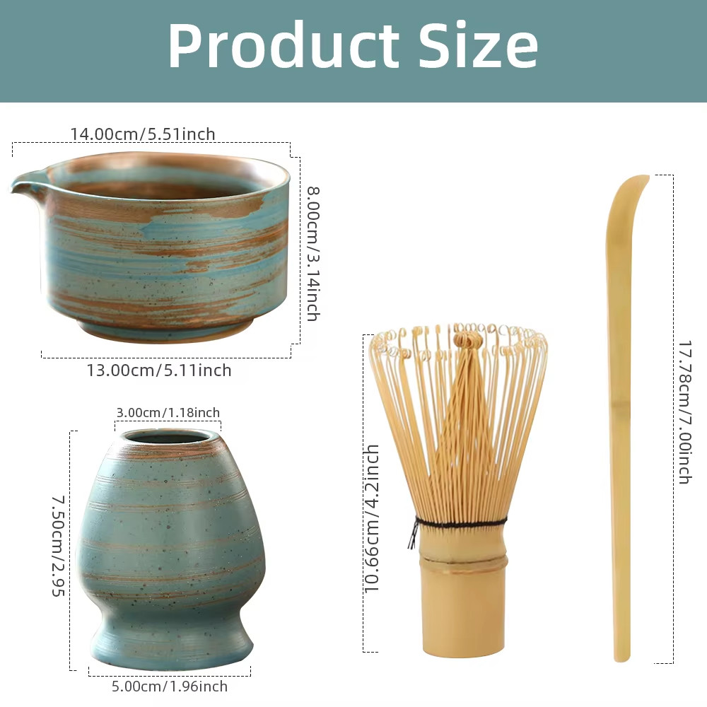 4PCS Japanese Matcha Tea Set Safe Bamboo Whisk Teaspoon Tea Sets Indoor Beverage