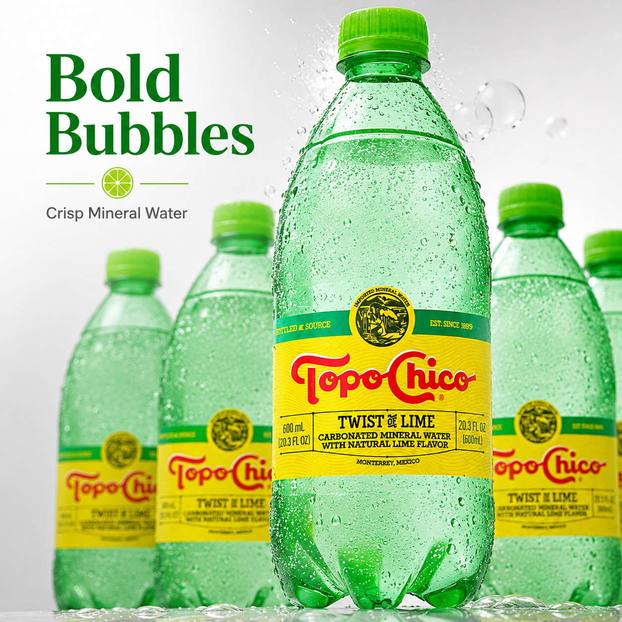 Topo Chico Twist of Lime Sparkling Mineral Water 20.3 Fl Oz Bottles 6 Pack