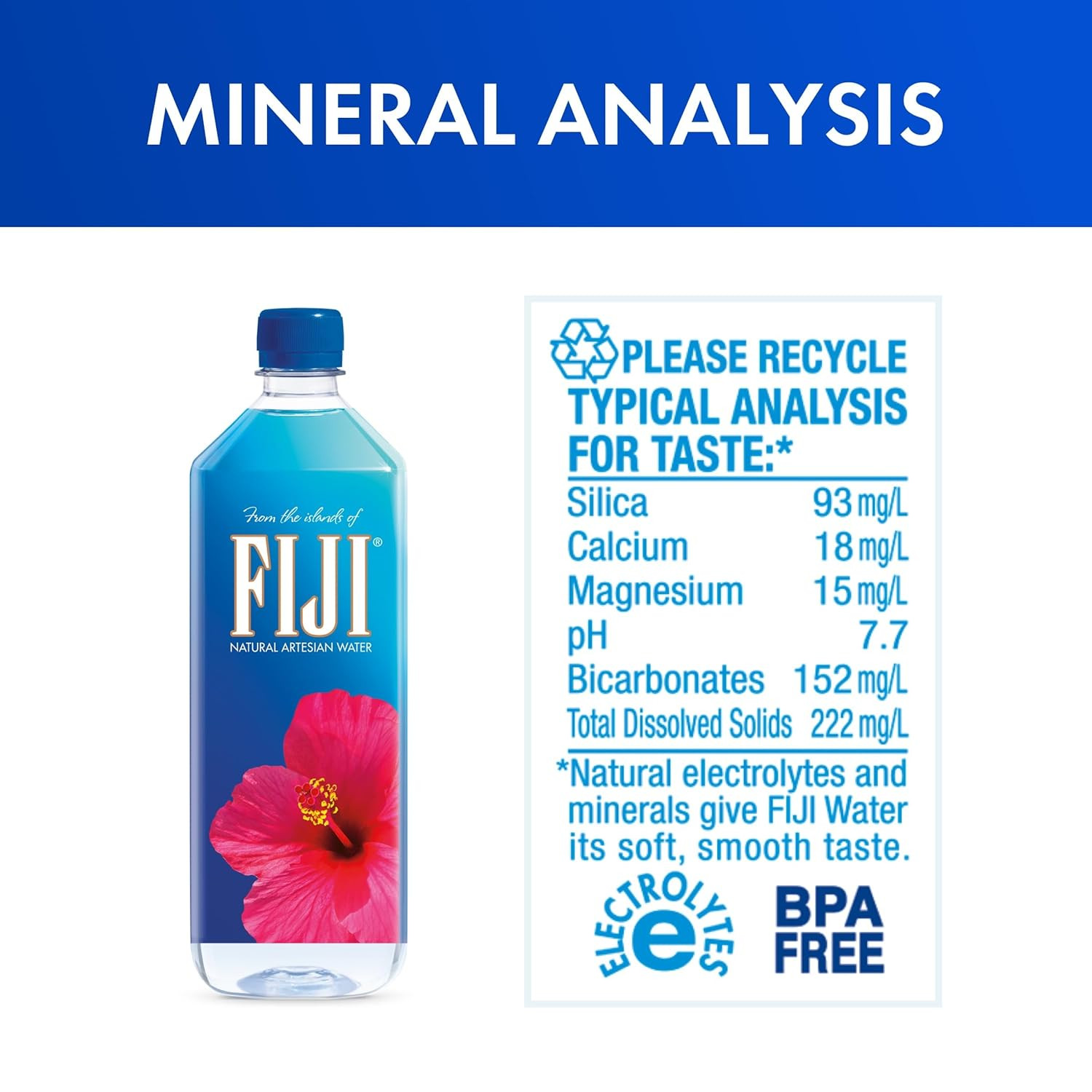 Natural Artesian Bottled Water 1 L 33.8 Fl oz Pack Of 12 Electrolytes