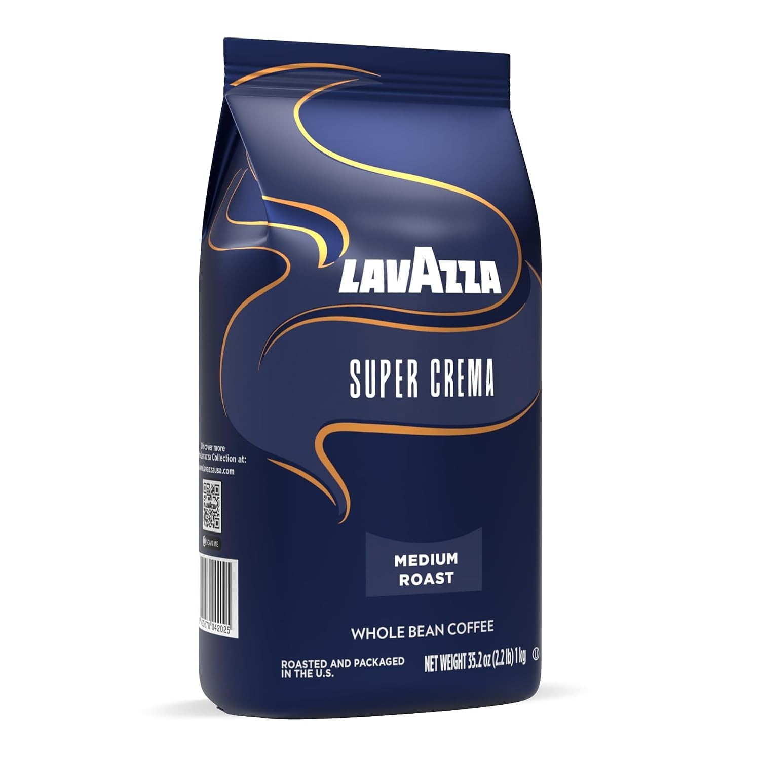 Lavazza Super Crema Whole Bean Coffee Medium Espresso Roast 2.2 lb Pack of 6